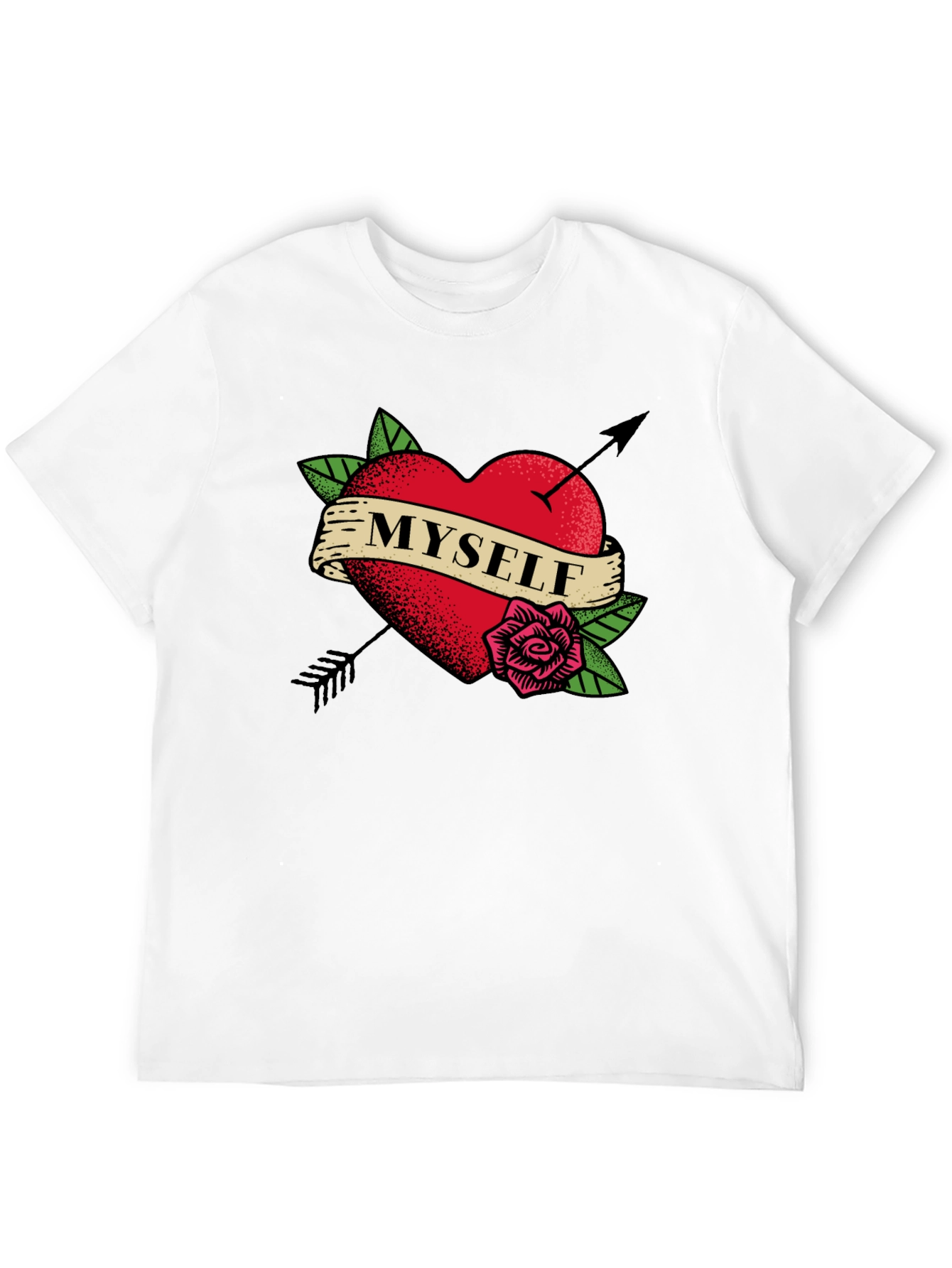 Myself Heart Tattoo Black T-Shirt