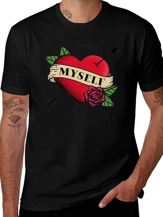 Myself Heart Tattoo Black T-Shirt