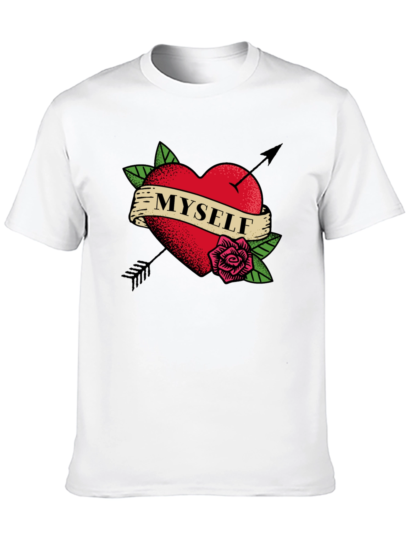 Myself Heart Tattoo Black T-Shirt