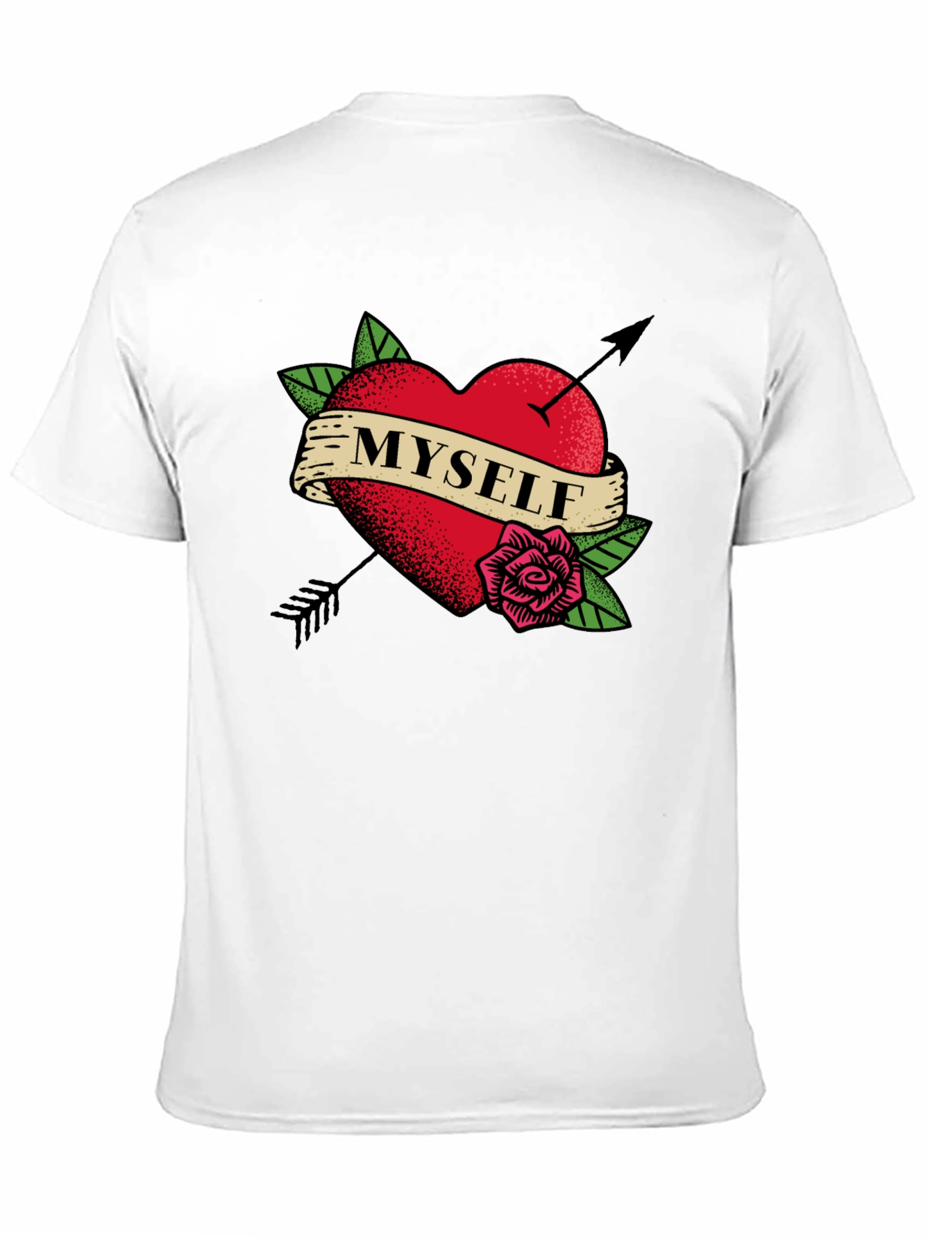 Myself Heart Tattoo Black T-Shirt