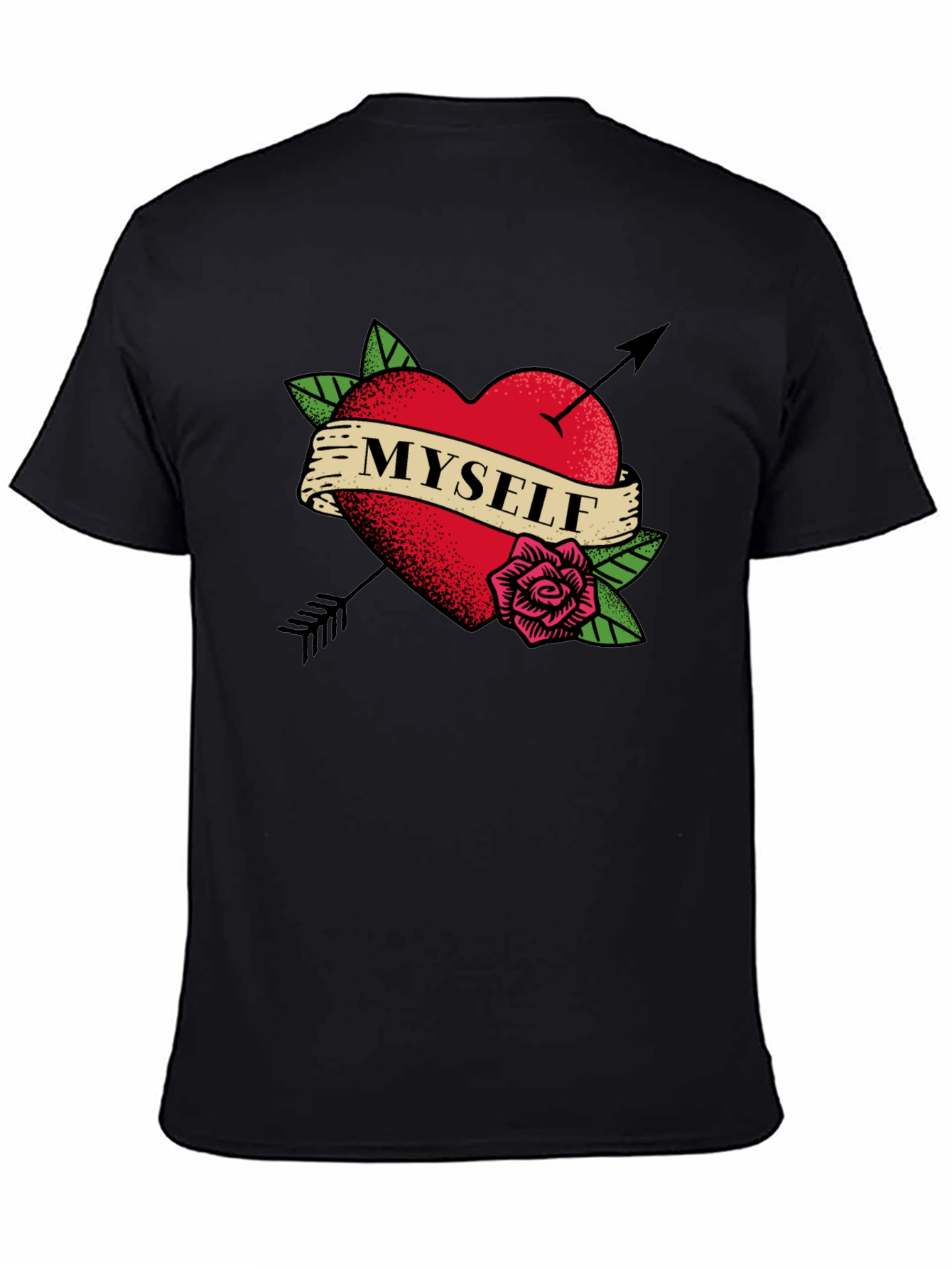 Myself Heart Tattoo Black T-Shirt