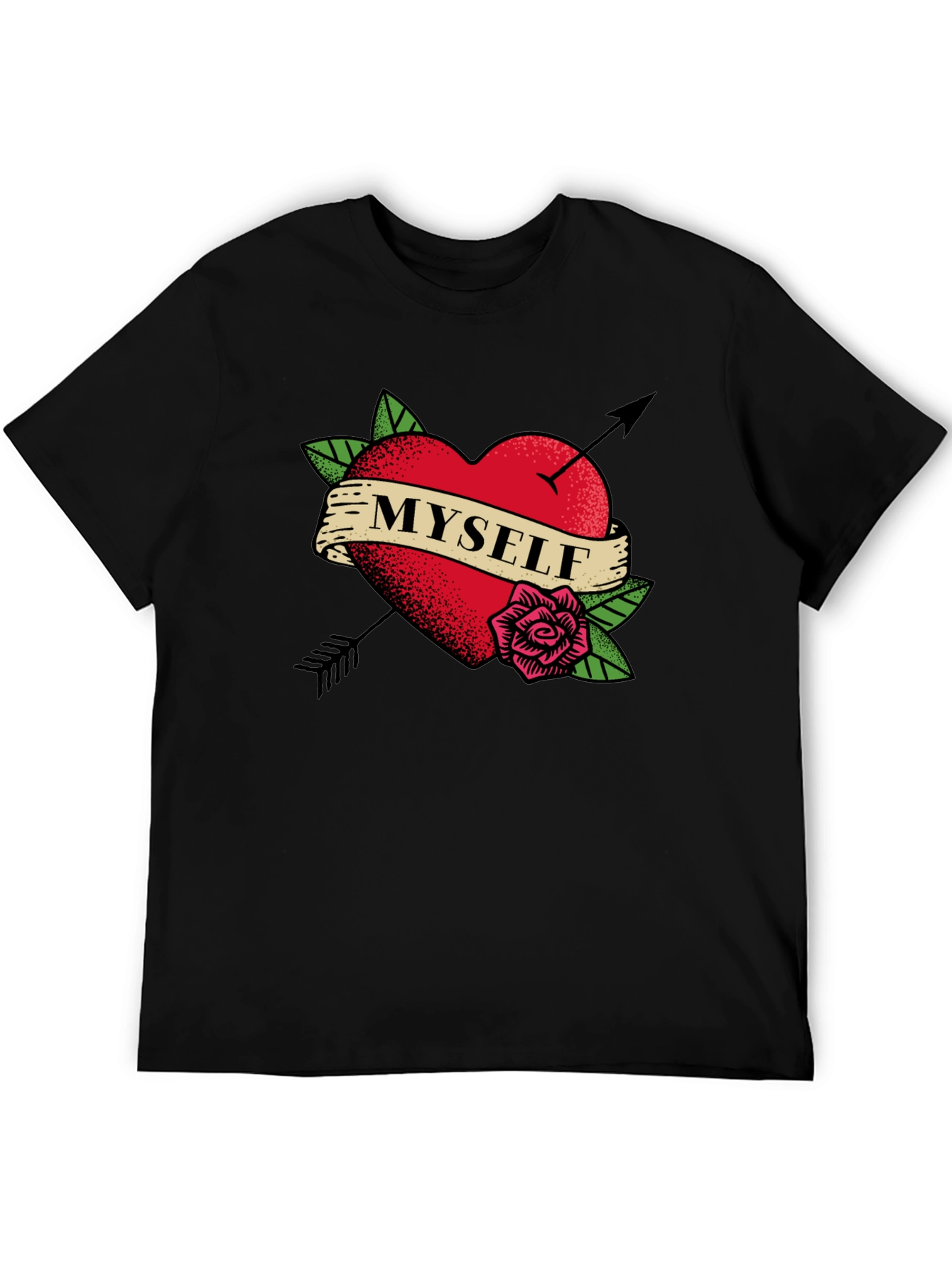 Myself Heart Tattoo Black T-Shirt