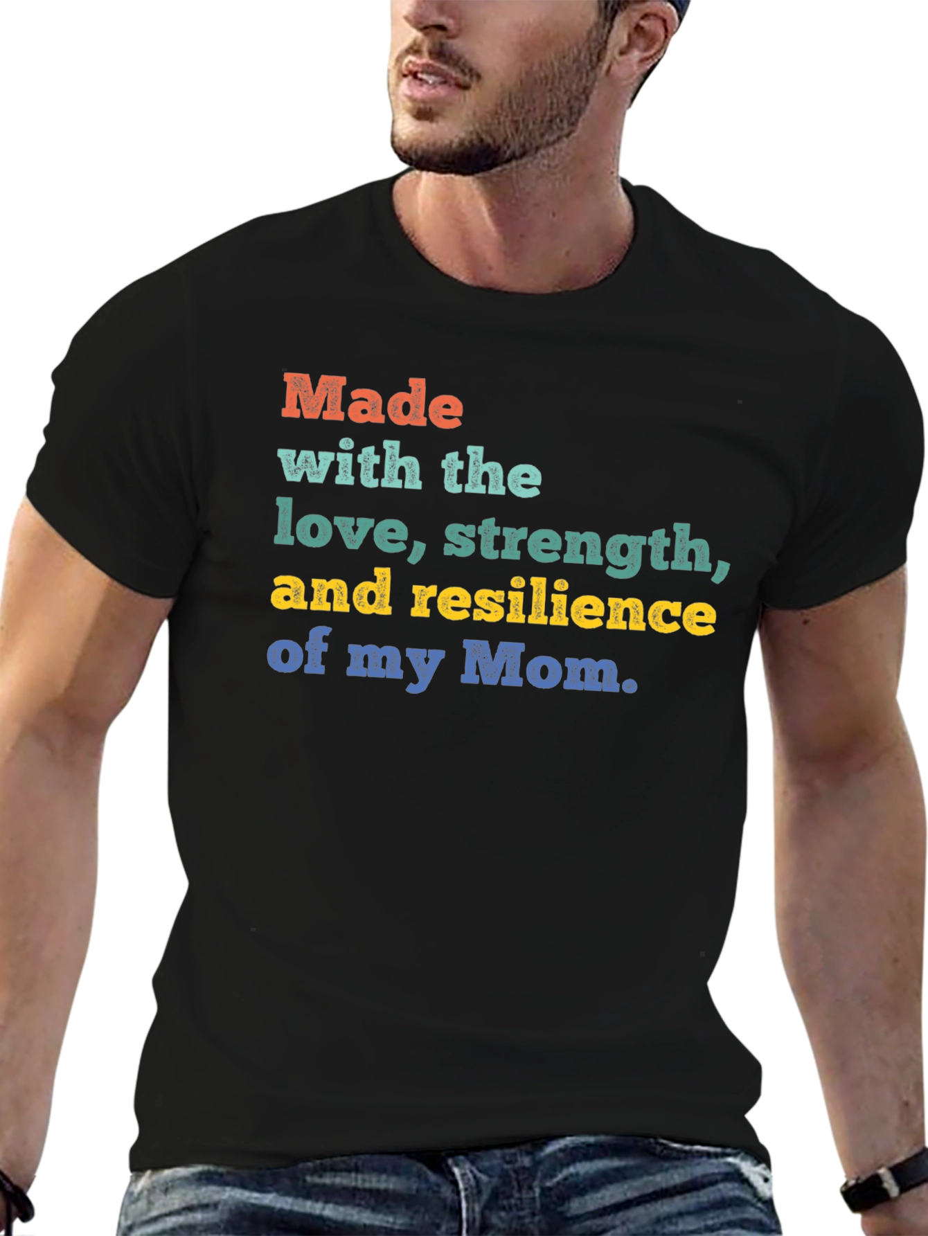Made with Moms Love Black T-Shirt