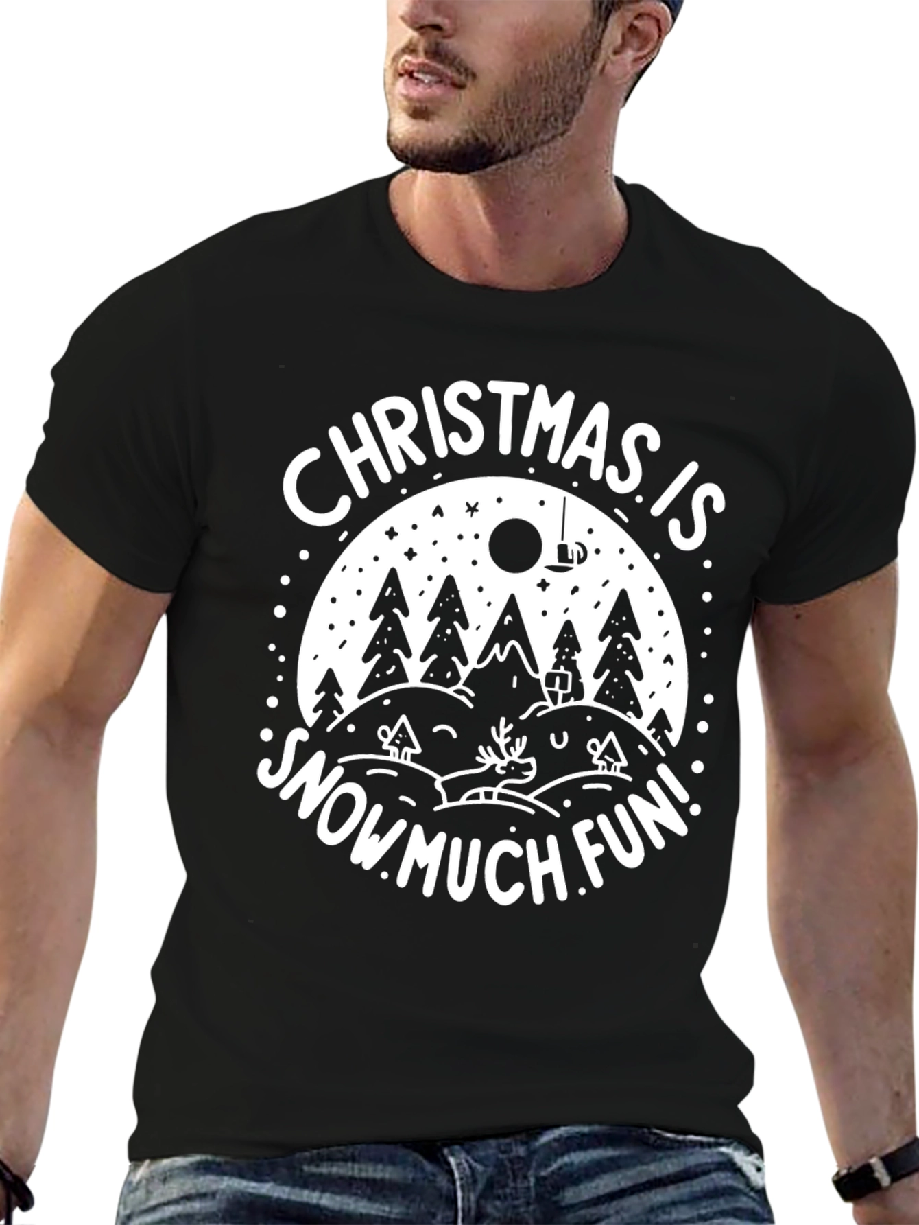 Christmas is Snow Much Fun Black T-Shirt