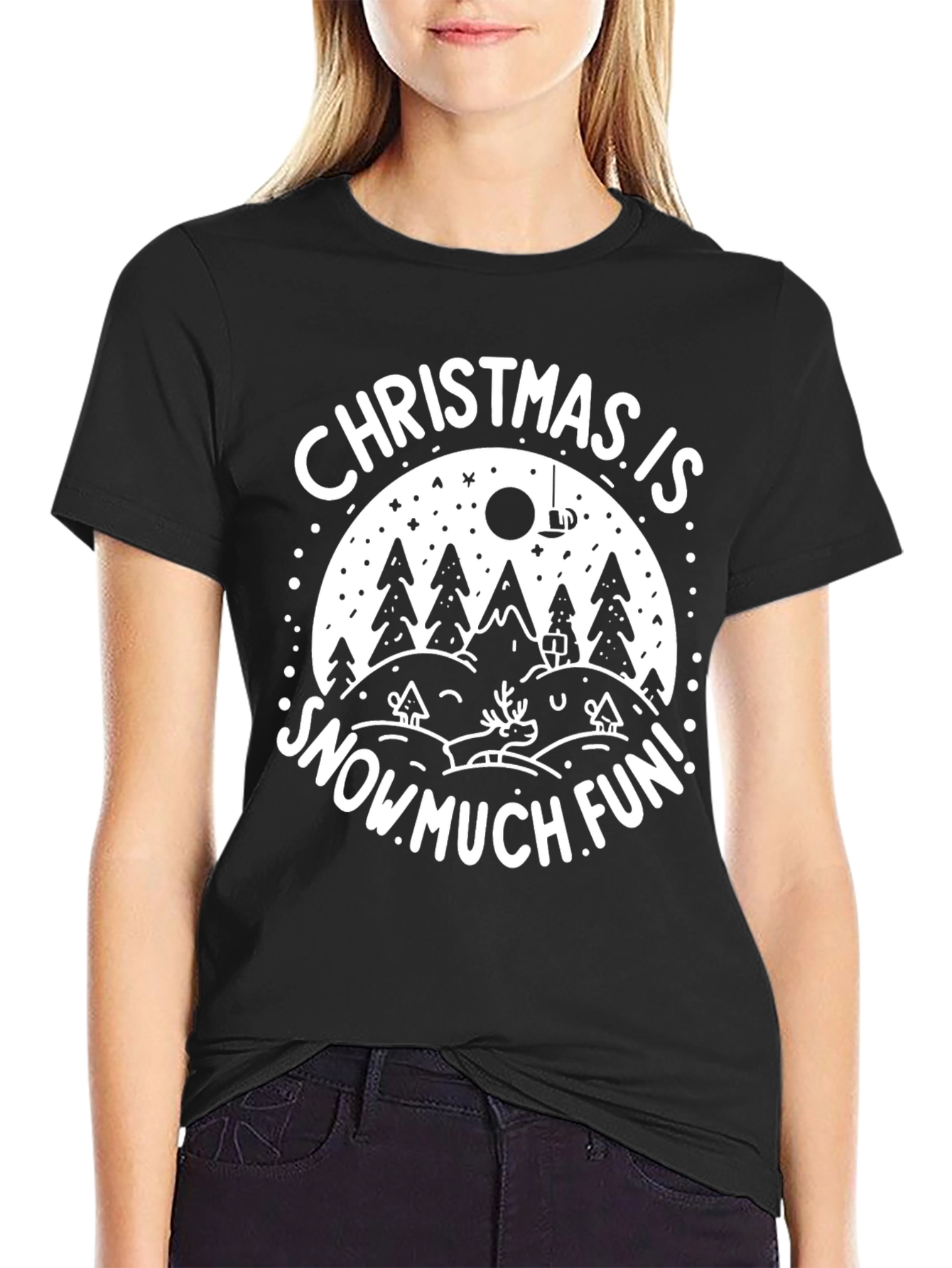 Christmas is Snow Much Fun Black T-Shirt