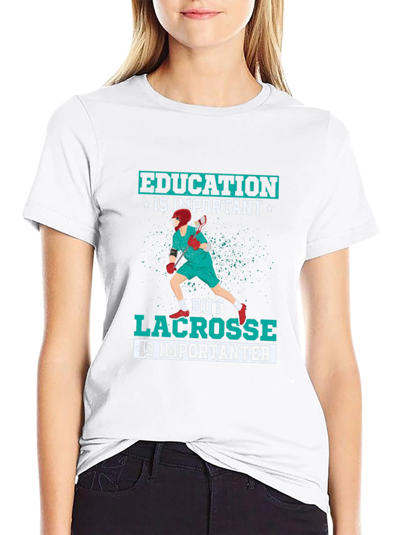 Education Vs Lacrosse T-Shirt - Sporty Design!