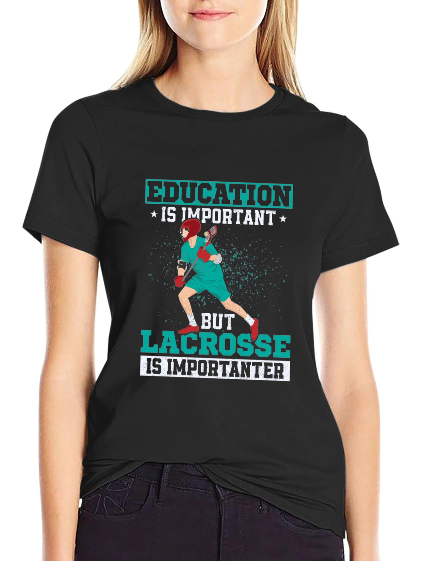 Education Vs Lacrosse T-Shirt - Sporty Design!