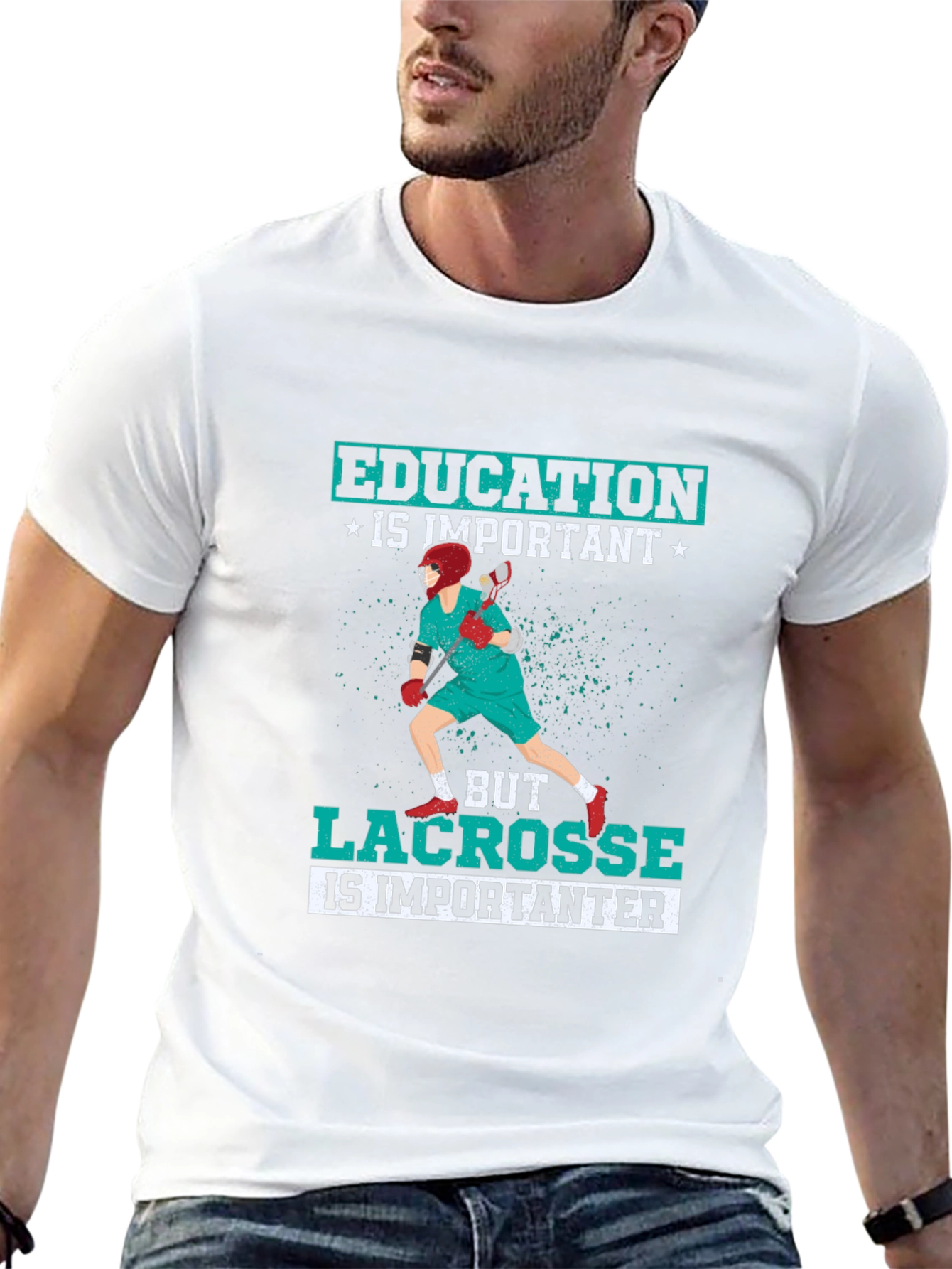Education Vs Lacrosse T-Shirt - Sporty Design!