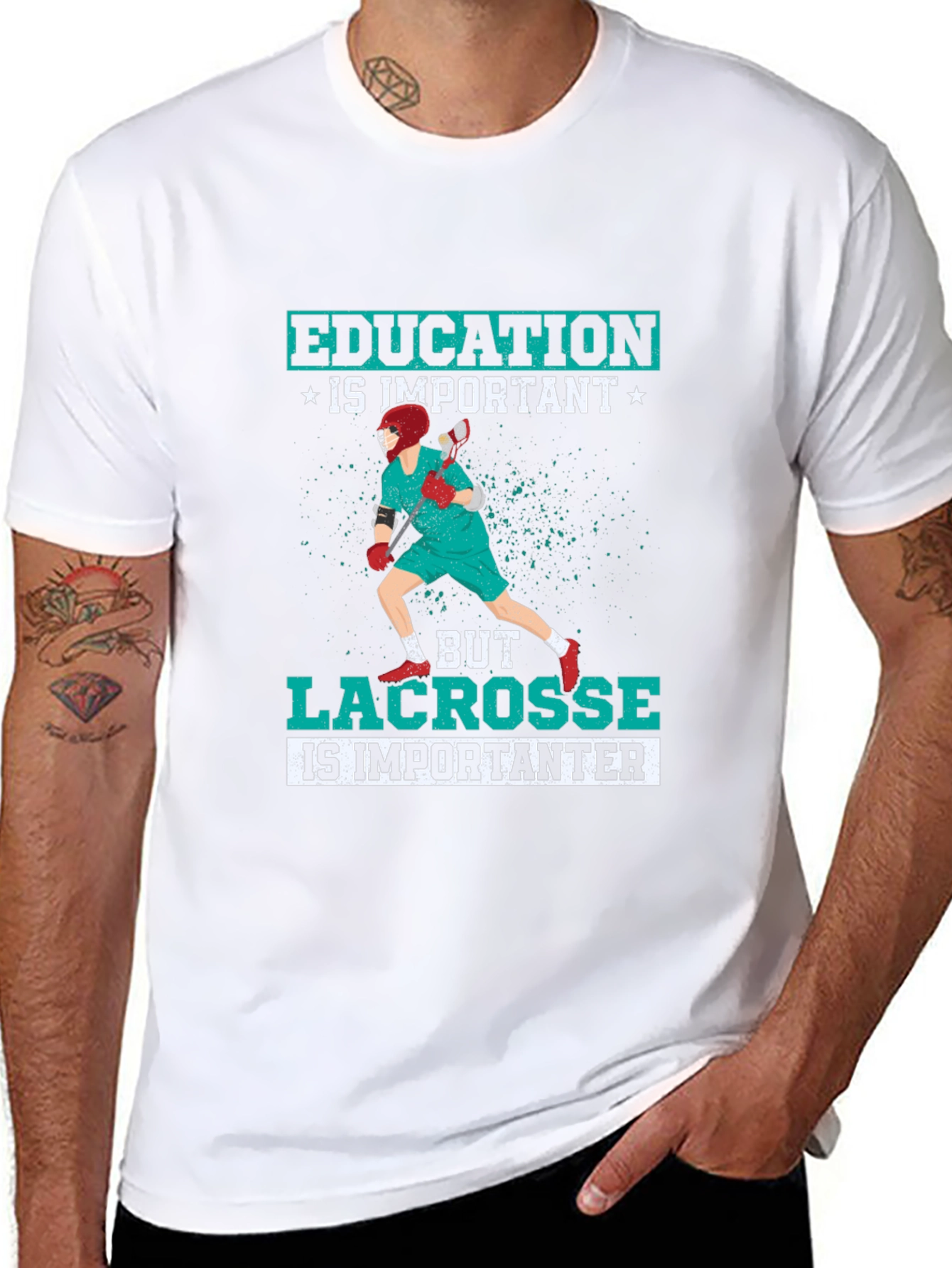 Education Vs Lacrosse T-Shirt - Sporty Design!