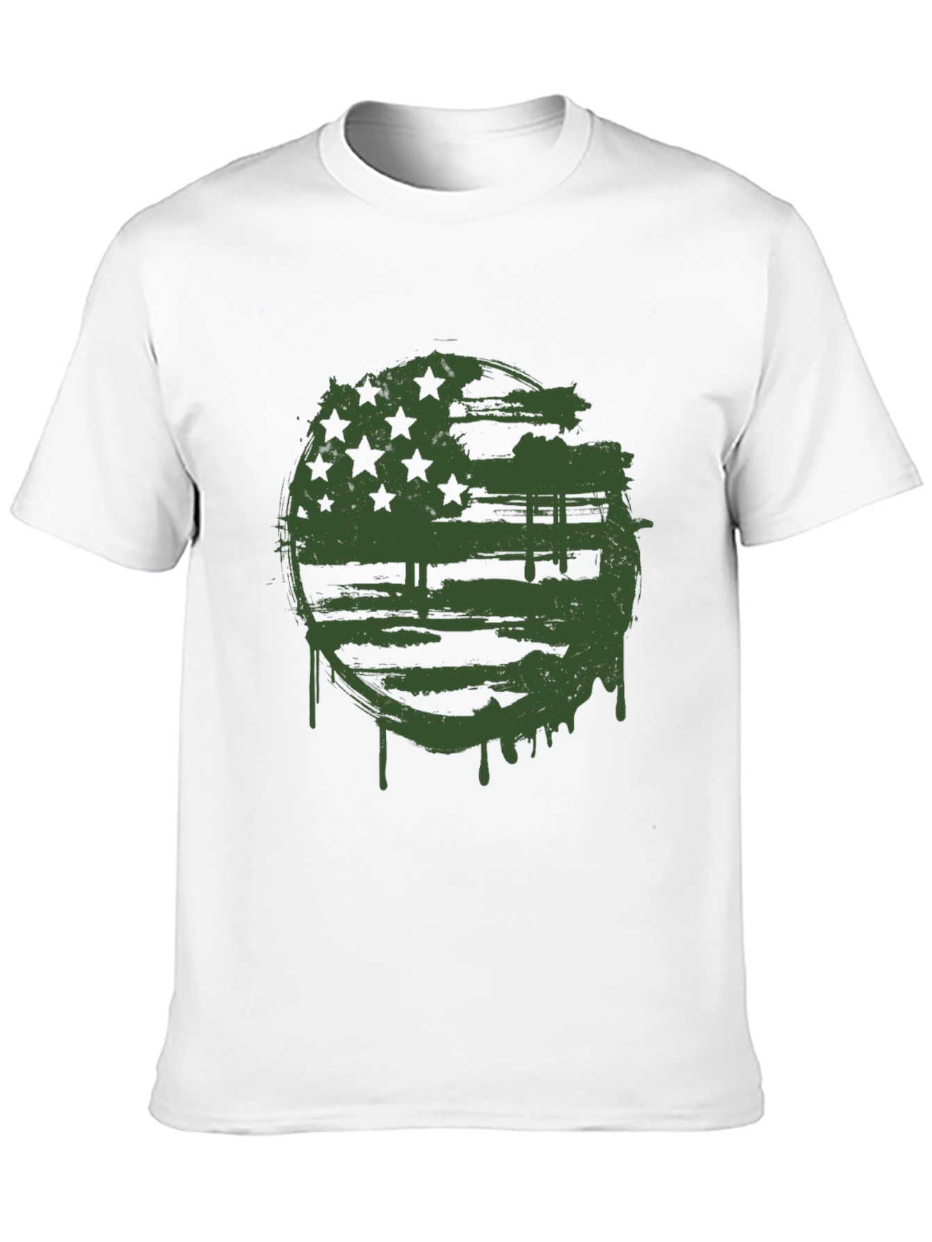 Grunge American Flag Graphic Tee - Black Cotton Blend