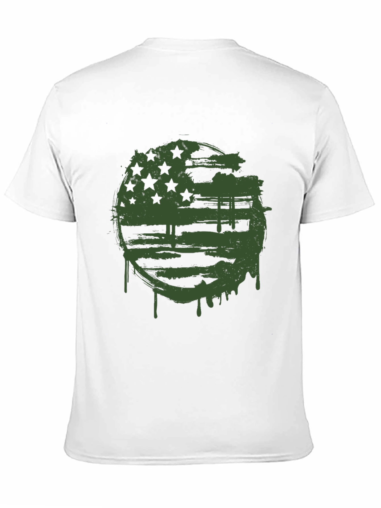 Grunge American Flag Graphic Tee - Black Cotton Blend