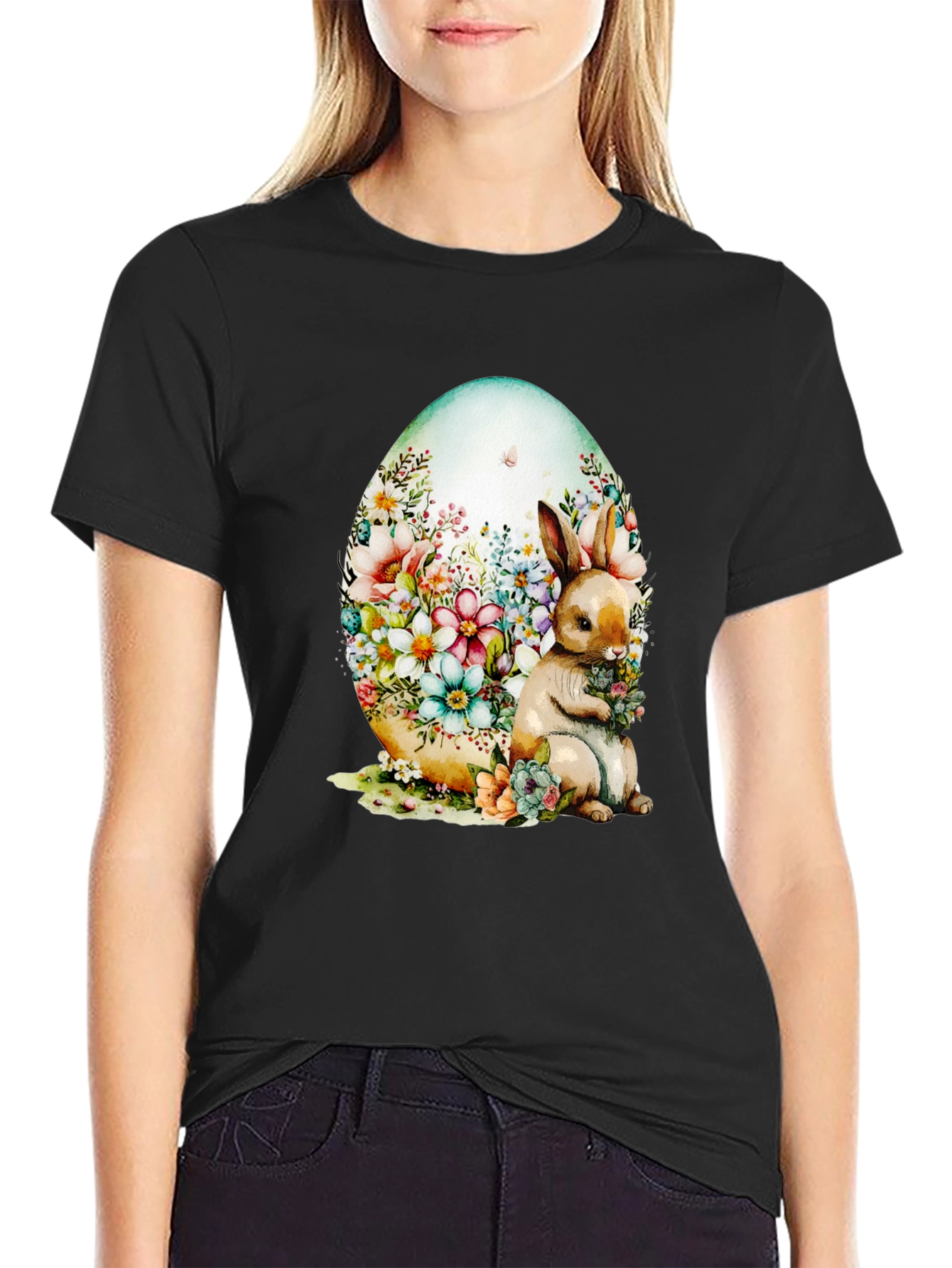 Floral Bunny Easter Egg T-Shirt
