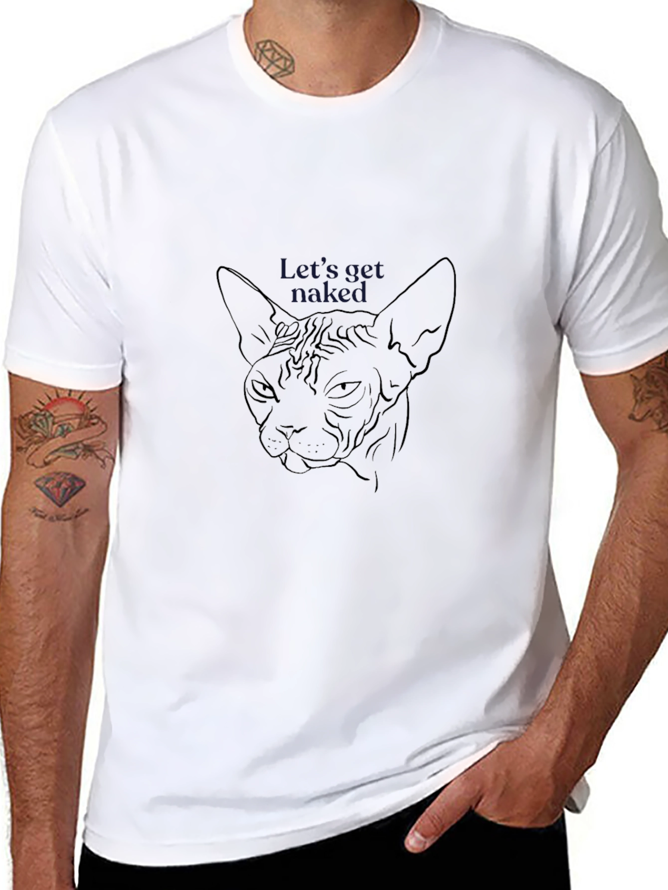 Unique Graphic Tee - Hairless Cat Design