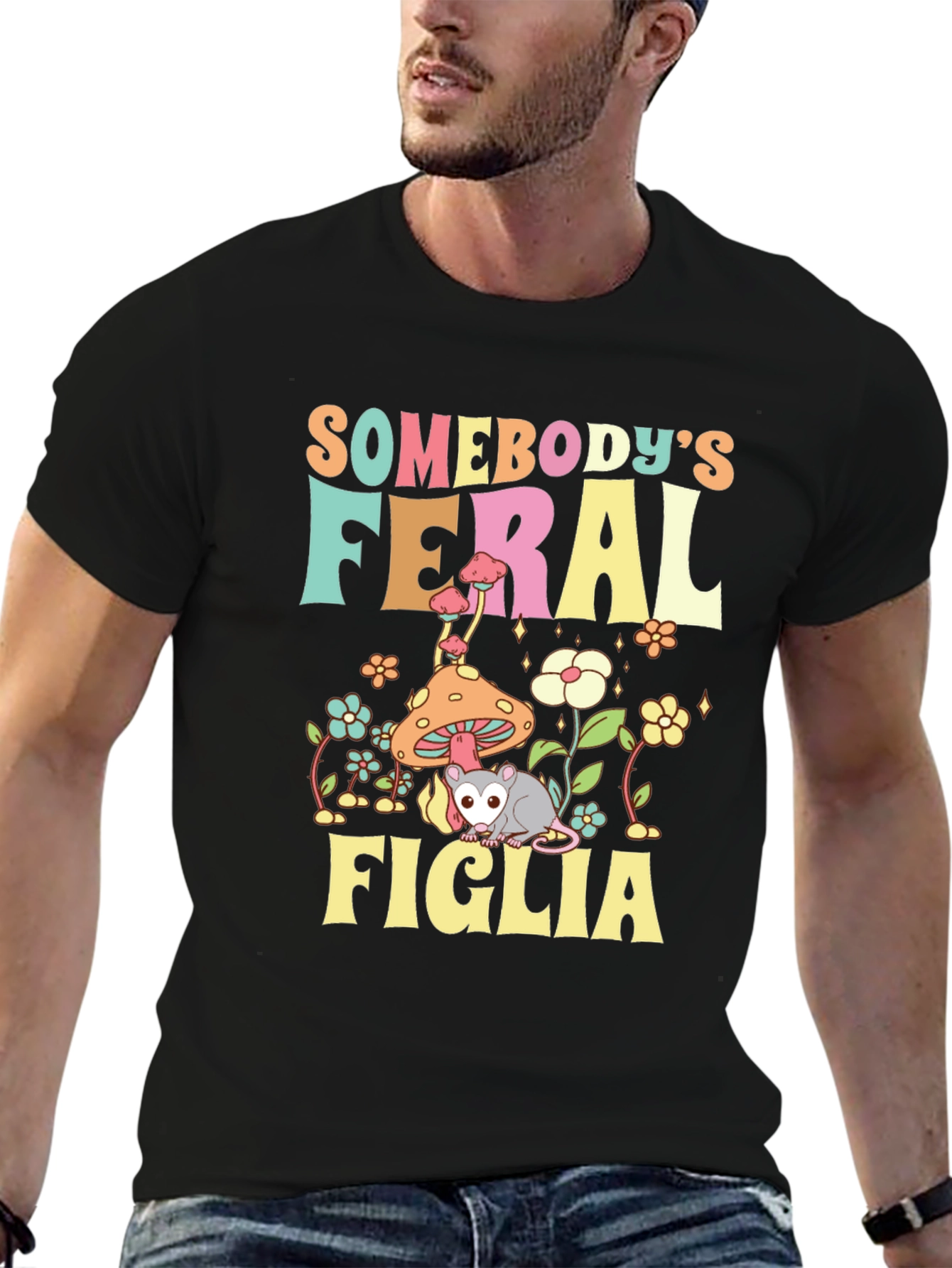 Somebodys Feral Figlia Black Graphic Tee