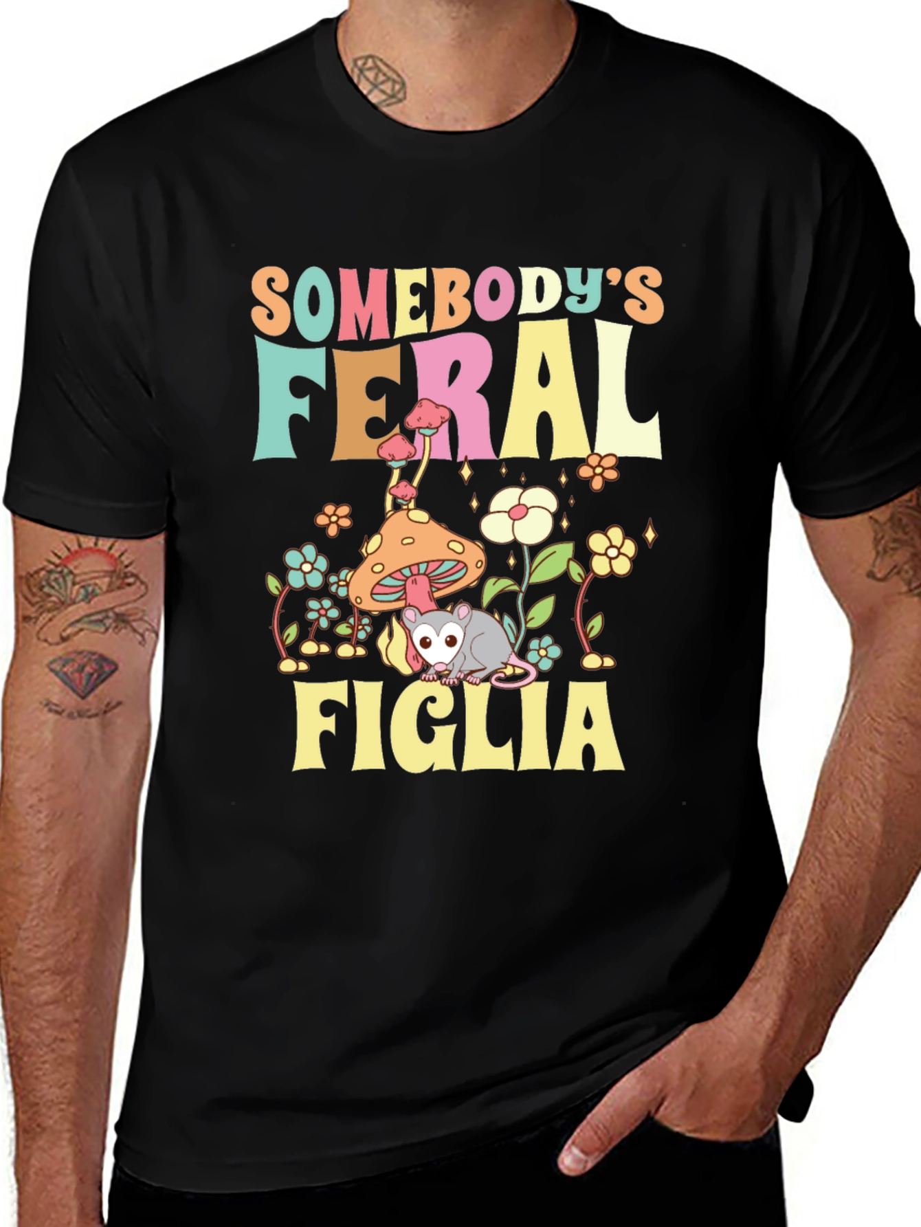 Somebodys Feral Figlia Black Graphic Tee