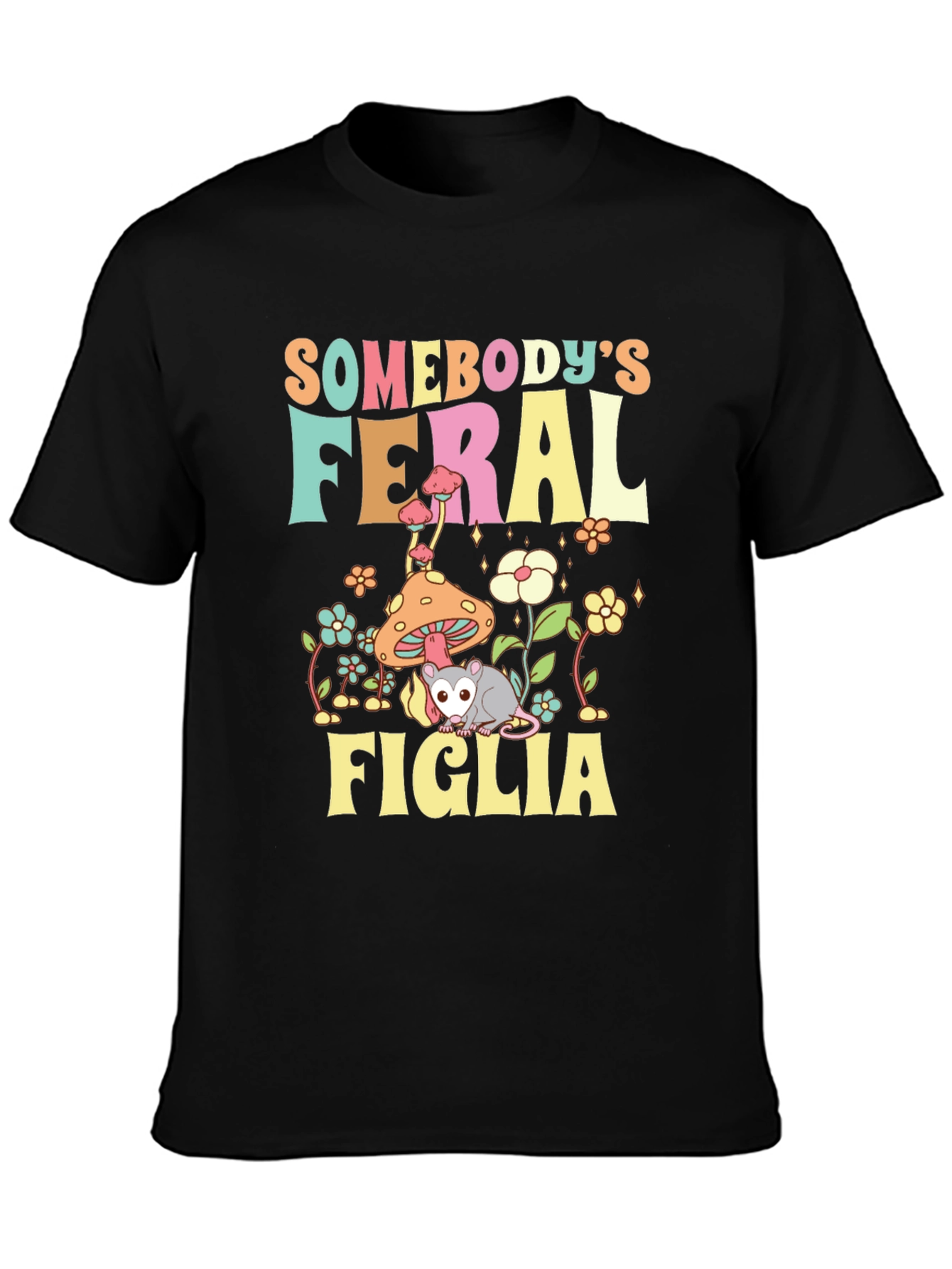 Somebodys Feral Figlia Black Graphic Tee