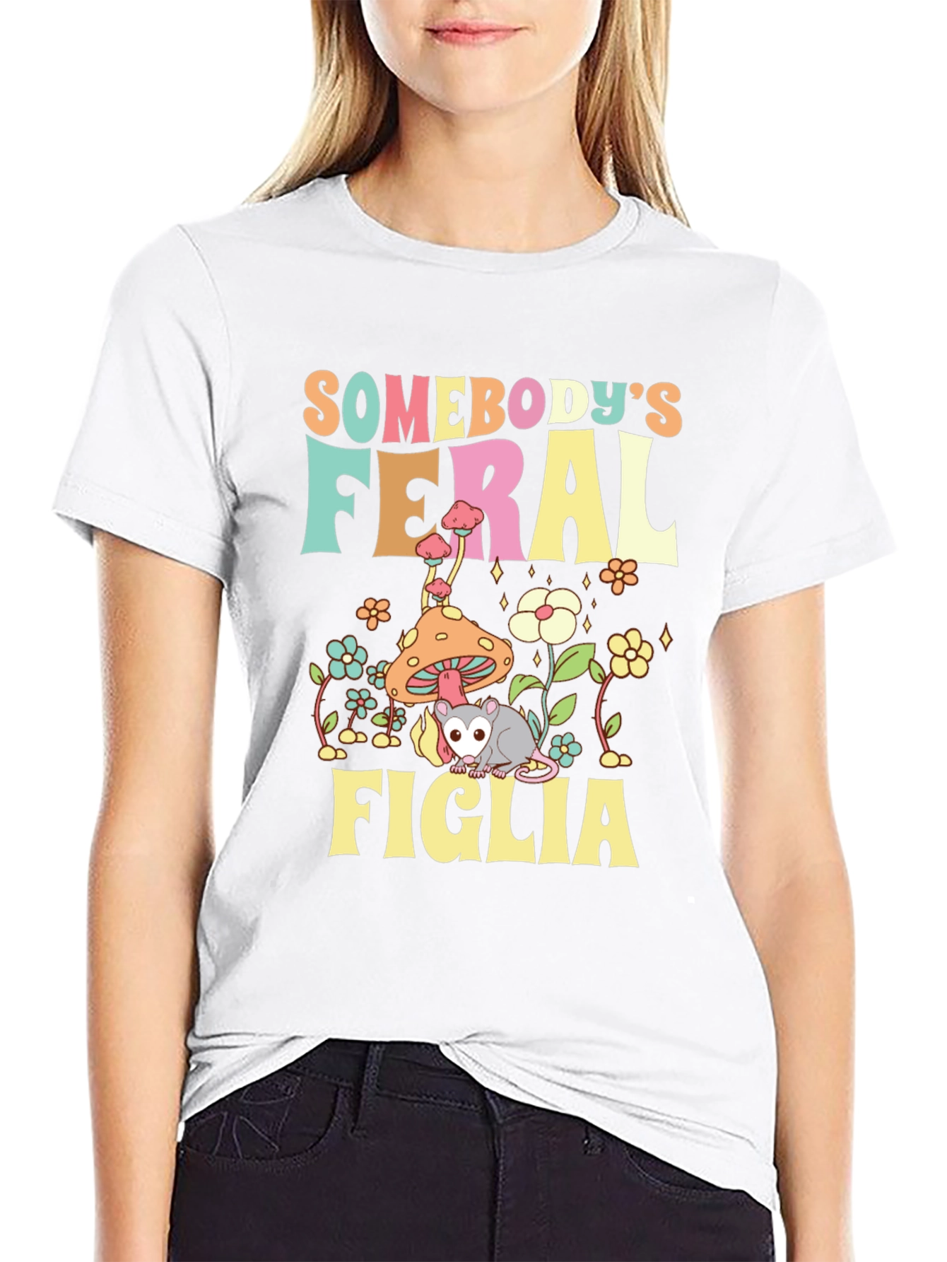 Somebodys Feral Figlia Black Graphic Tee