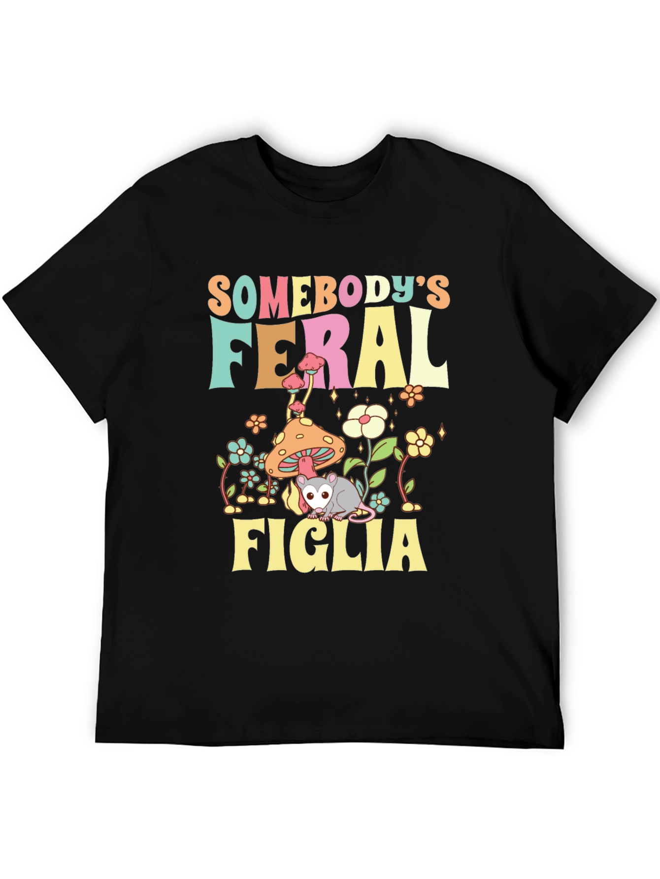 Somebodys Feral Figlia Black Graphic Tee