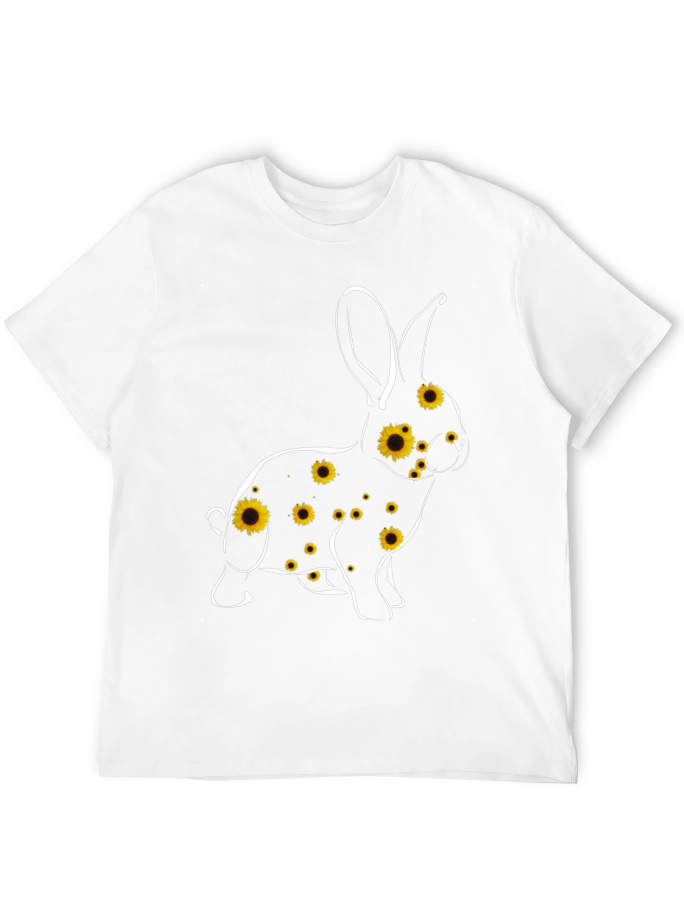 Sunflower Bunny Graphic Tee - Black Cotton Blend