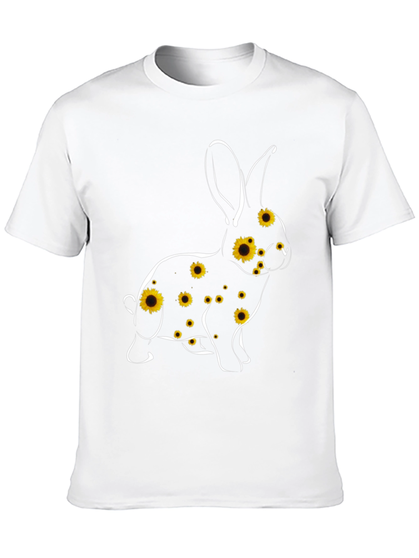 Sunflower Bunny Graphic Tee - Black Cotton Blend