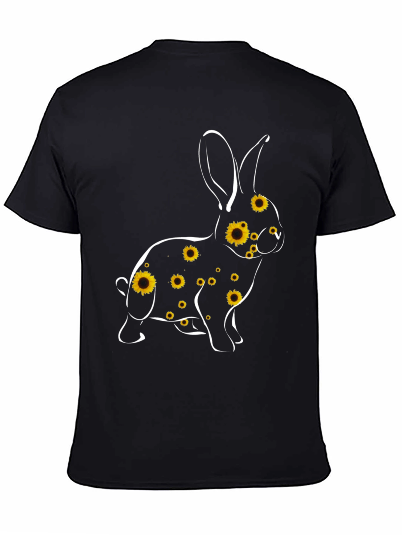 Sunflower Bunny Graphic Tee - Black Cotton Blend
