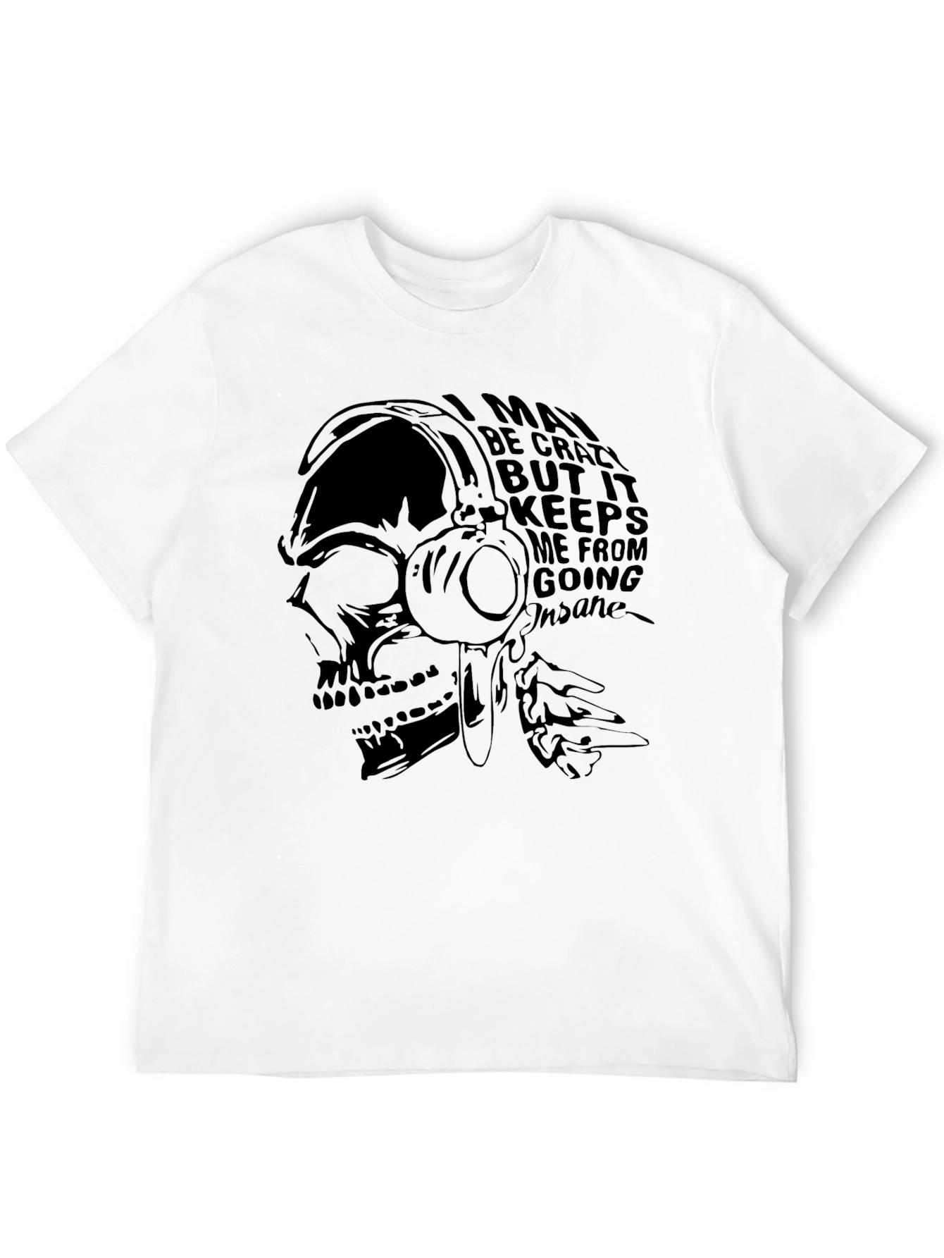 Skull Headphones Graphic Tee - Crazy But Sane