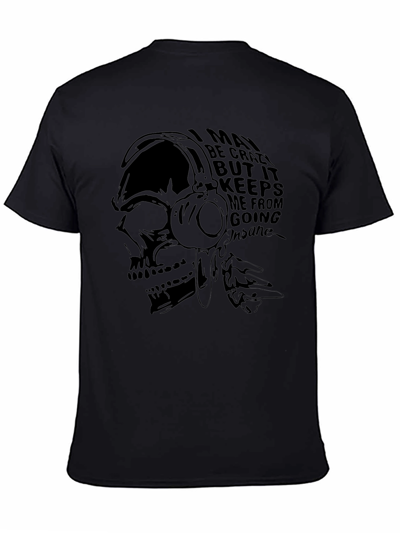 Skull Headphones Graphic Tee - Crazy But Sane