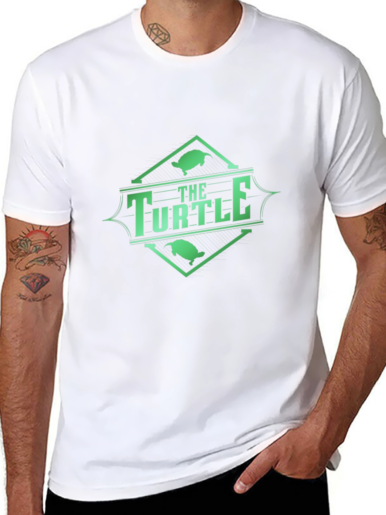 The Turtle Graphic Tee - Black Cotton Blend T-Shirt
