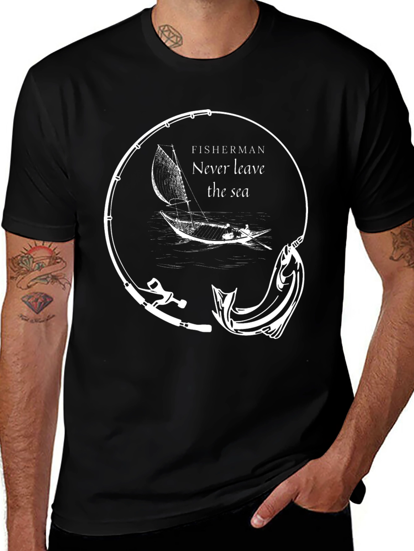 Fisherman Never Leave the Sea Graphic Tee
