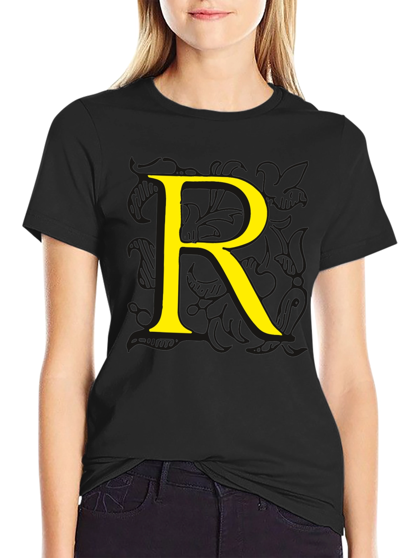 Letter R Black T-Shirt