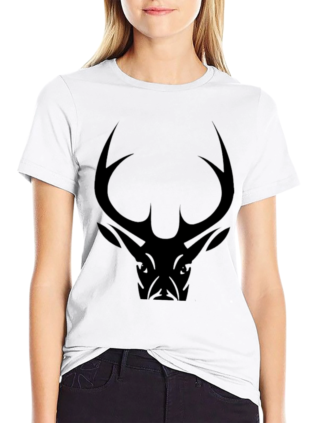 Mens Black Deer Graphic Tee - Casual Style