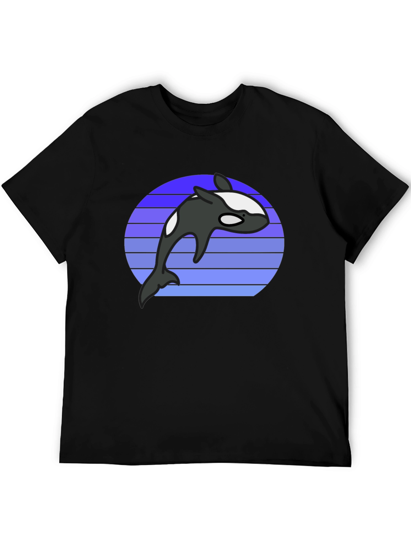 Orca Whale Retro Graphic Tee - Black
