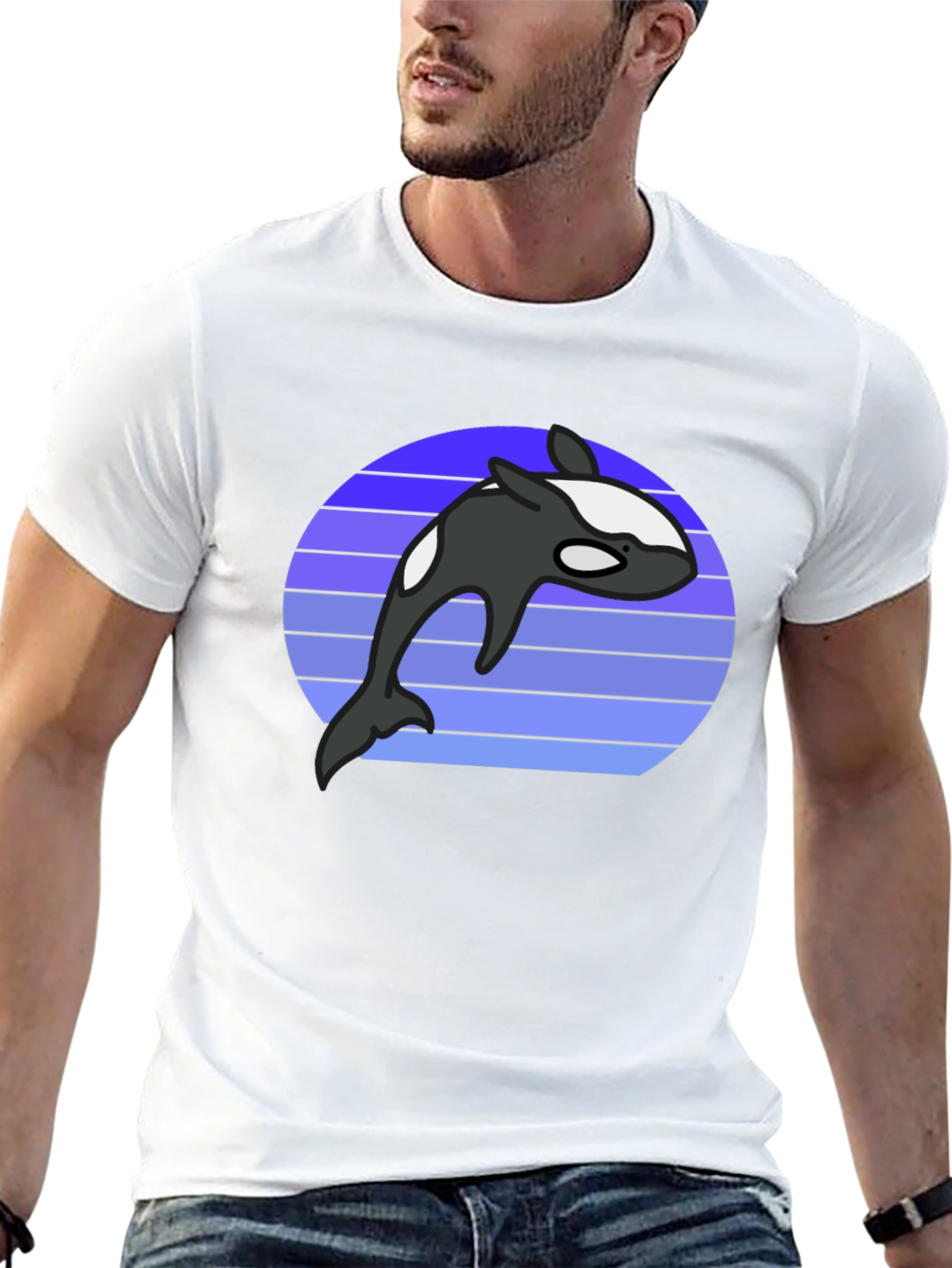 Orca Whale Retro Graphic Tee - Black