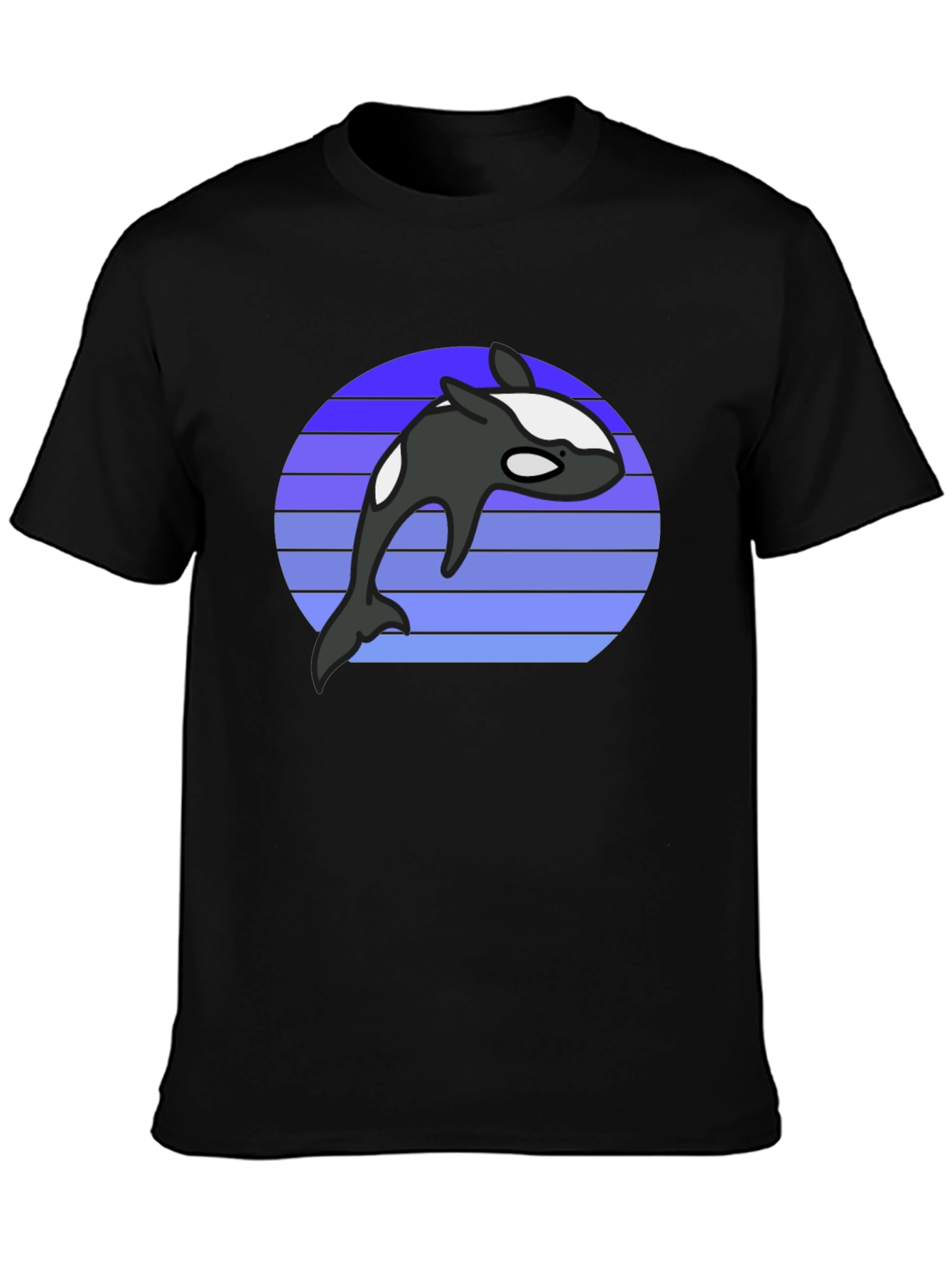 Orca Whale Retro Graphic Tee - Black