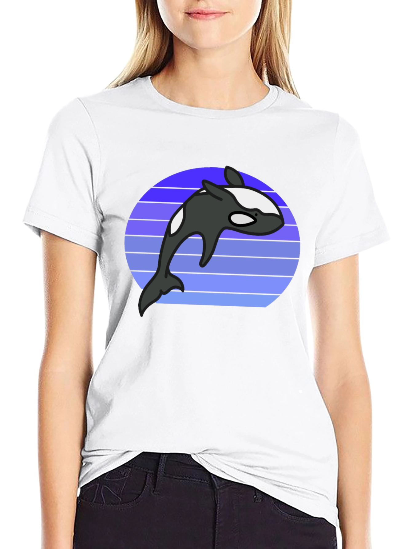 Orca Whale Retro Graphic Tee - Black