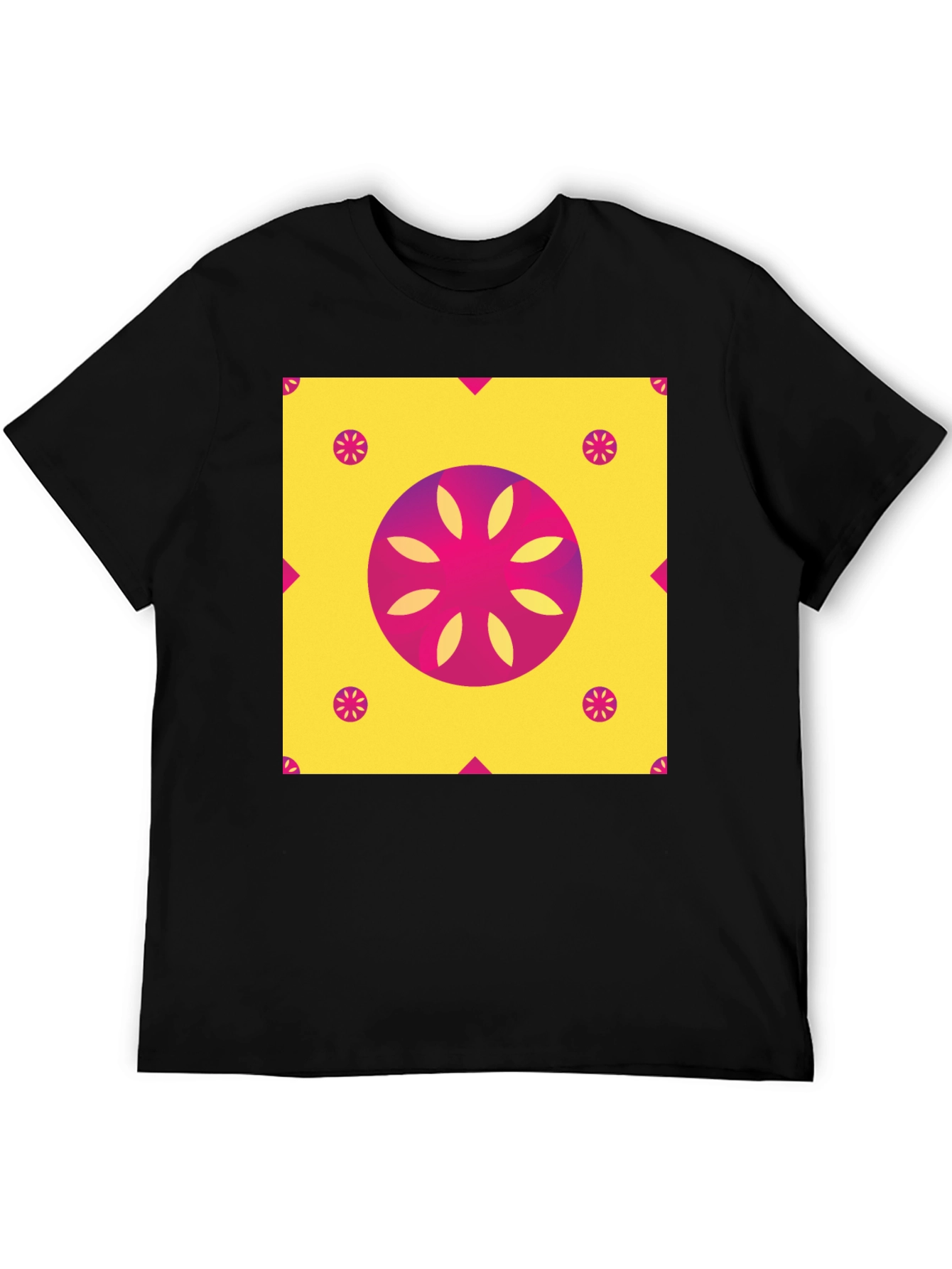 Geometric Floral Print T-Shirt - Vibrant Design