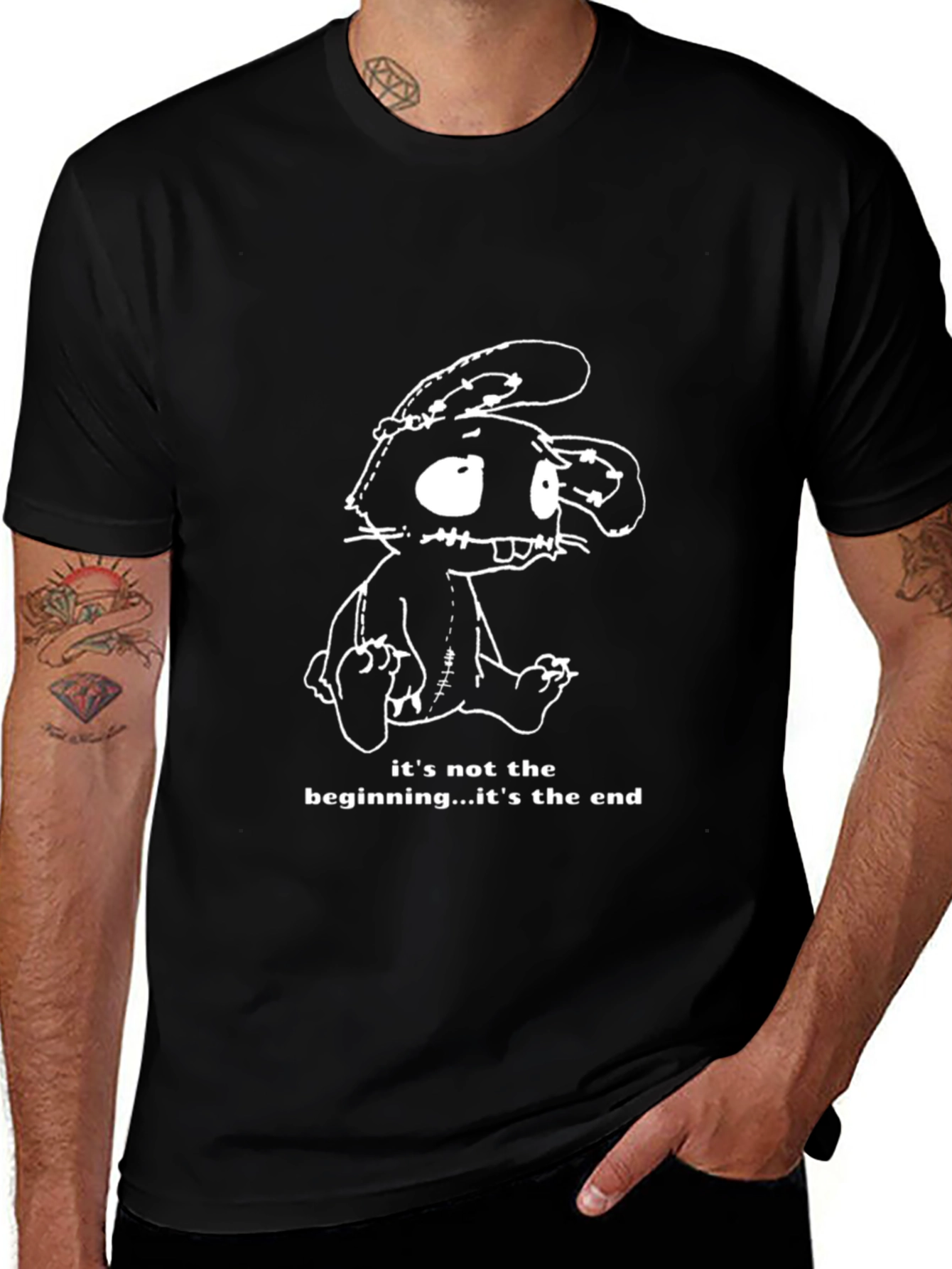 Creepy Cute Bunny Black T-Shirt