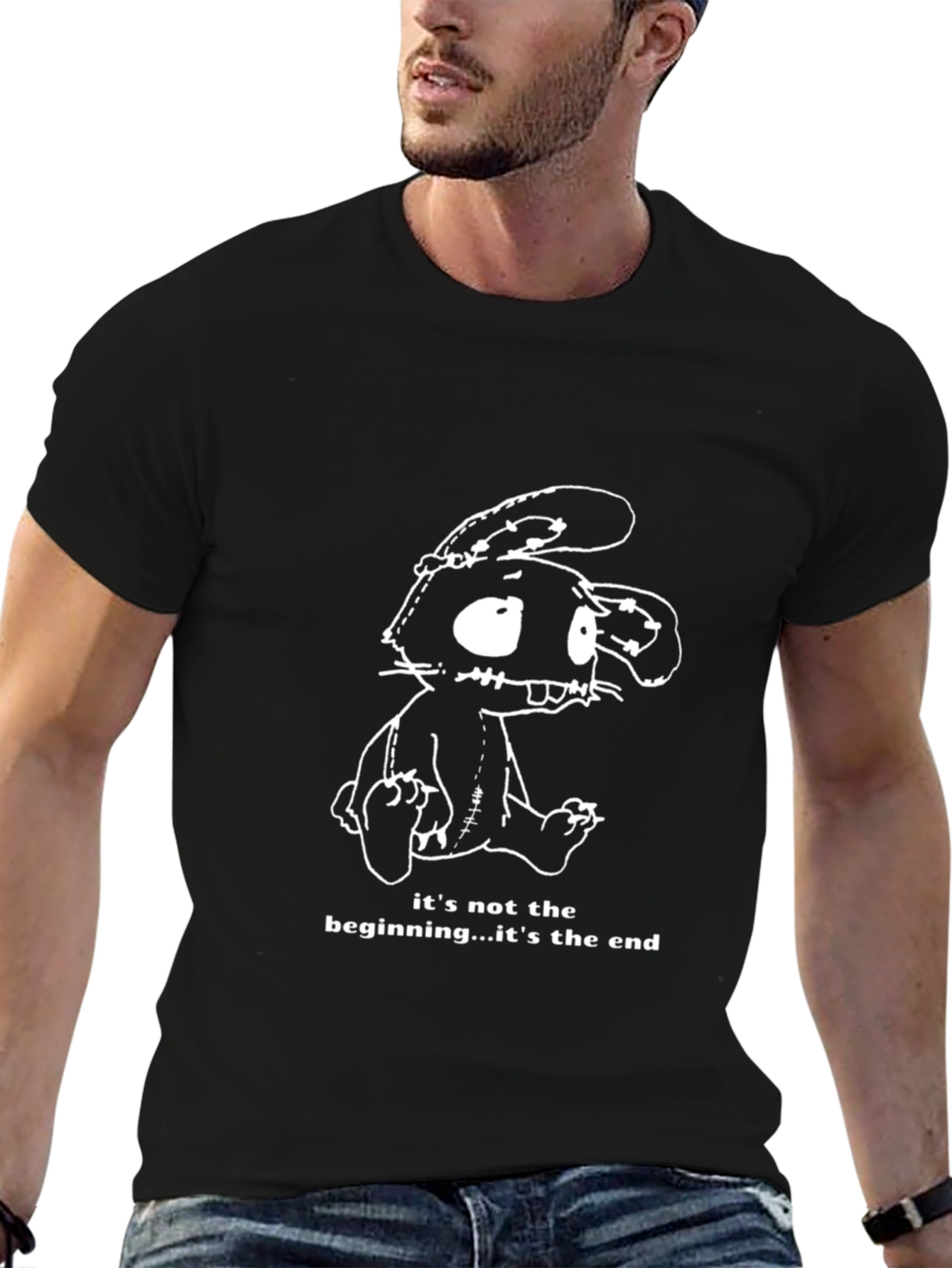 Creepy Cute Bunny Black T-Shirt
