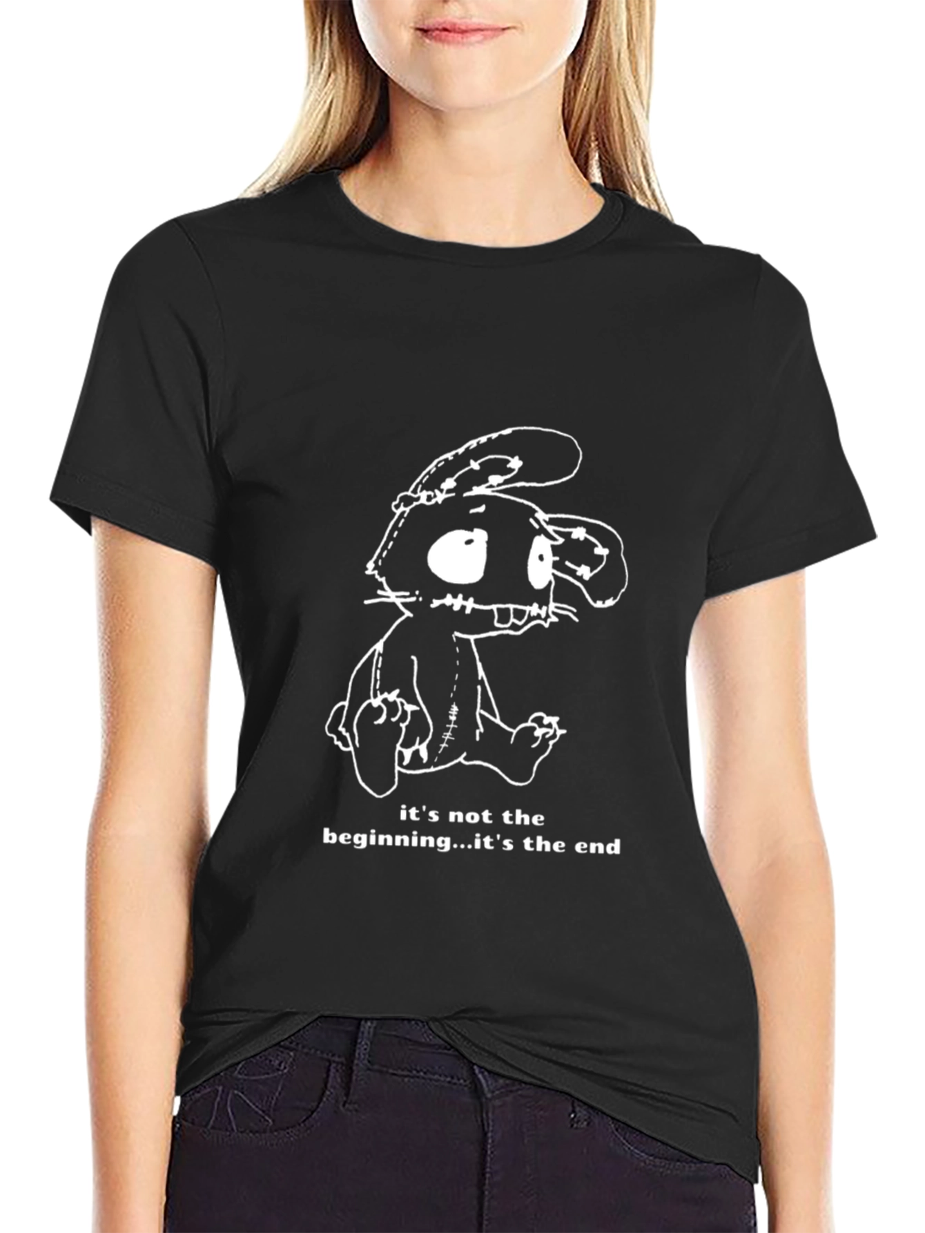 Creepy Cute Bunny Black T-Shirt