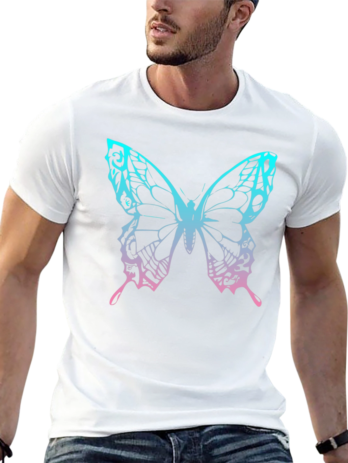 Butterfly Graphic Print Black T-Shirt