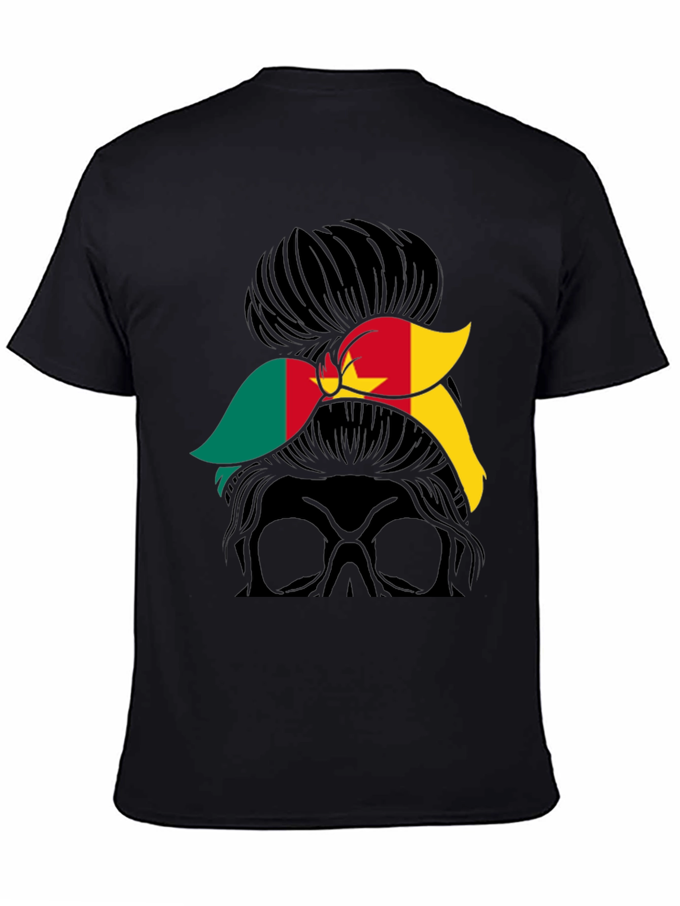 Cameroon Flag Messy Bun T-Shirt
