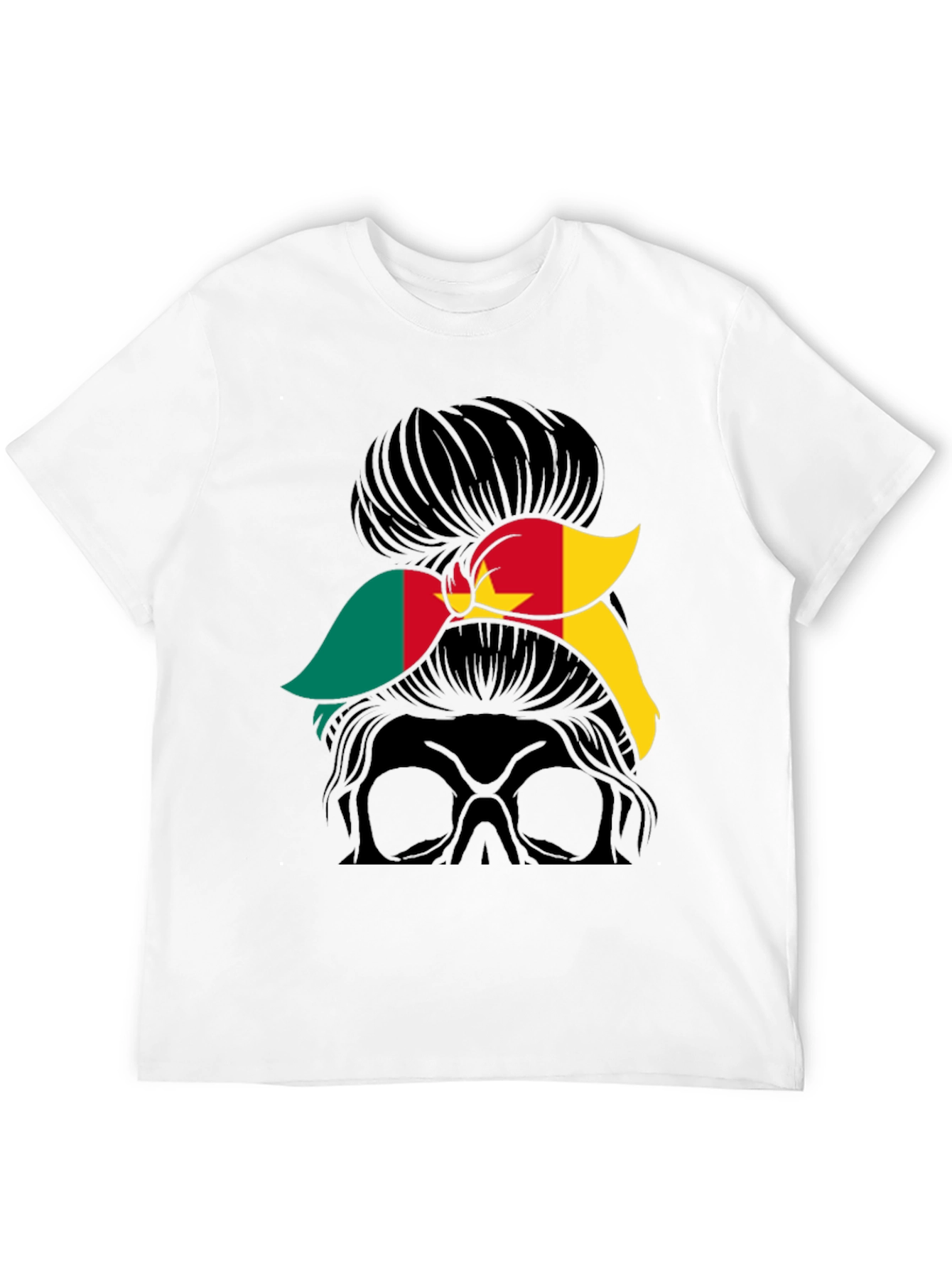 Cameroon Flag Messy Bun T-Shirt
