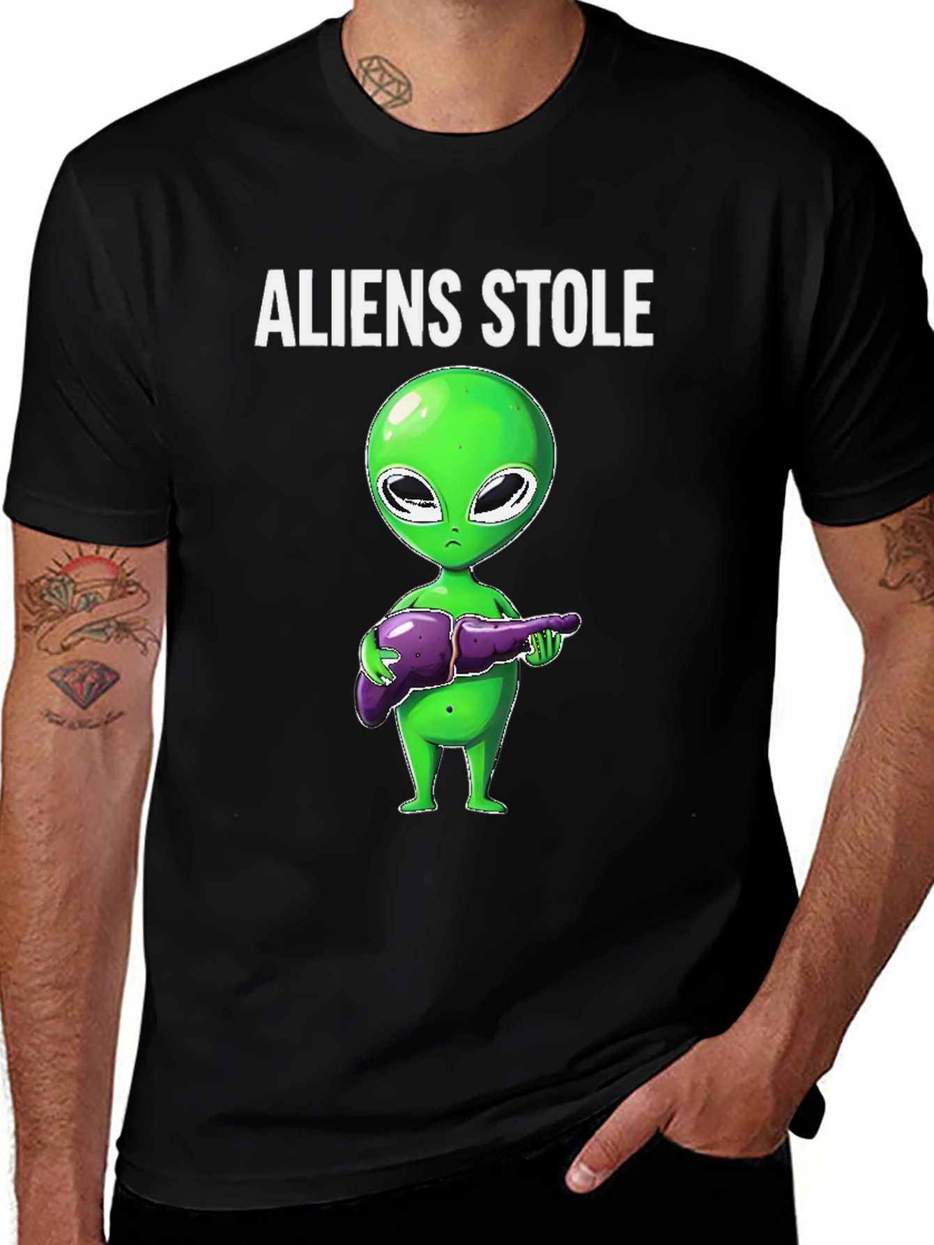 Aliens Stole My Liver Graphic T-Shirt