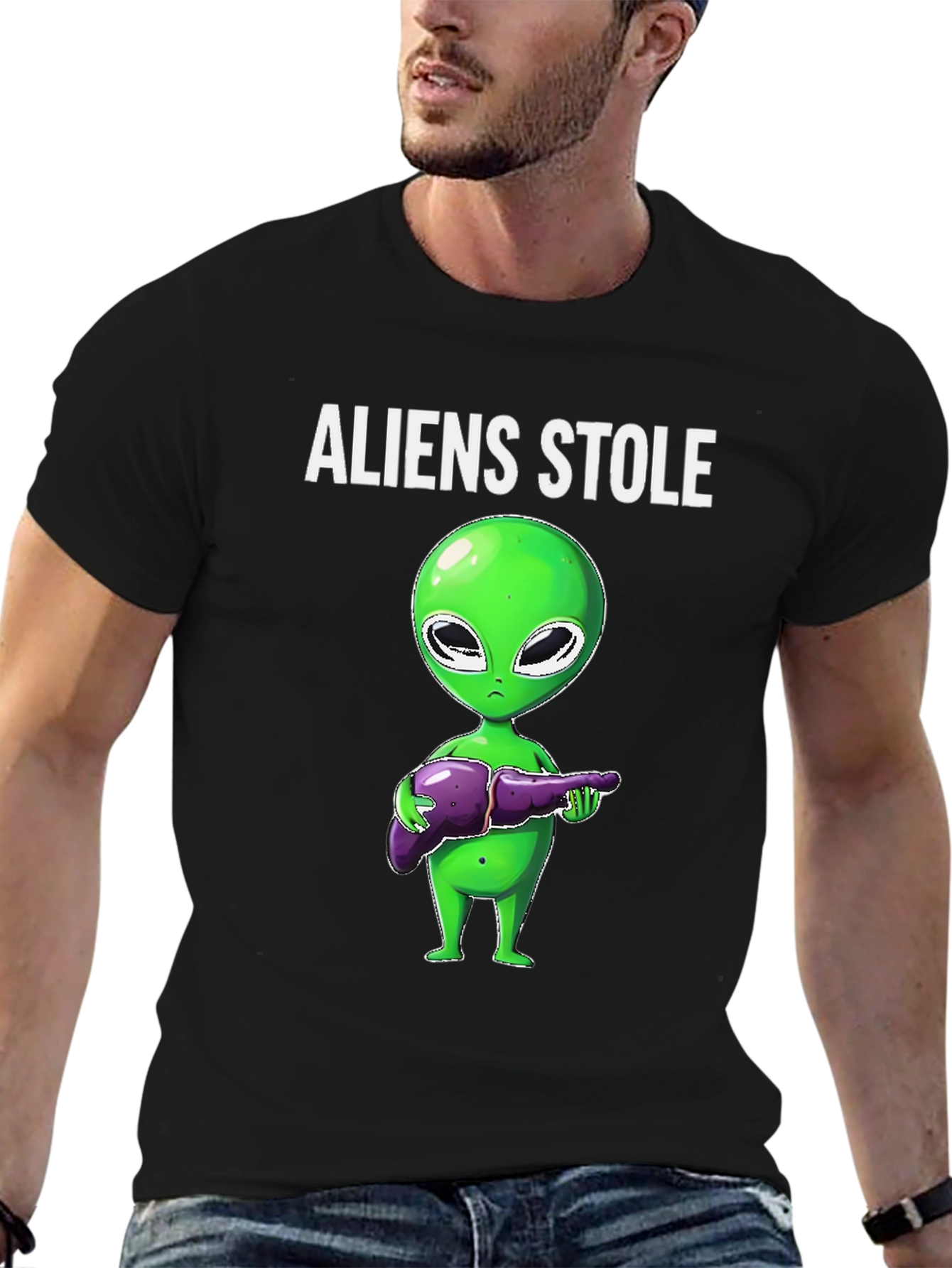 Aliens Stole My Liver Graphic T-Shirt