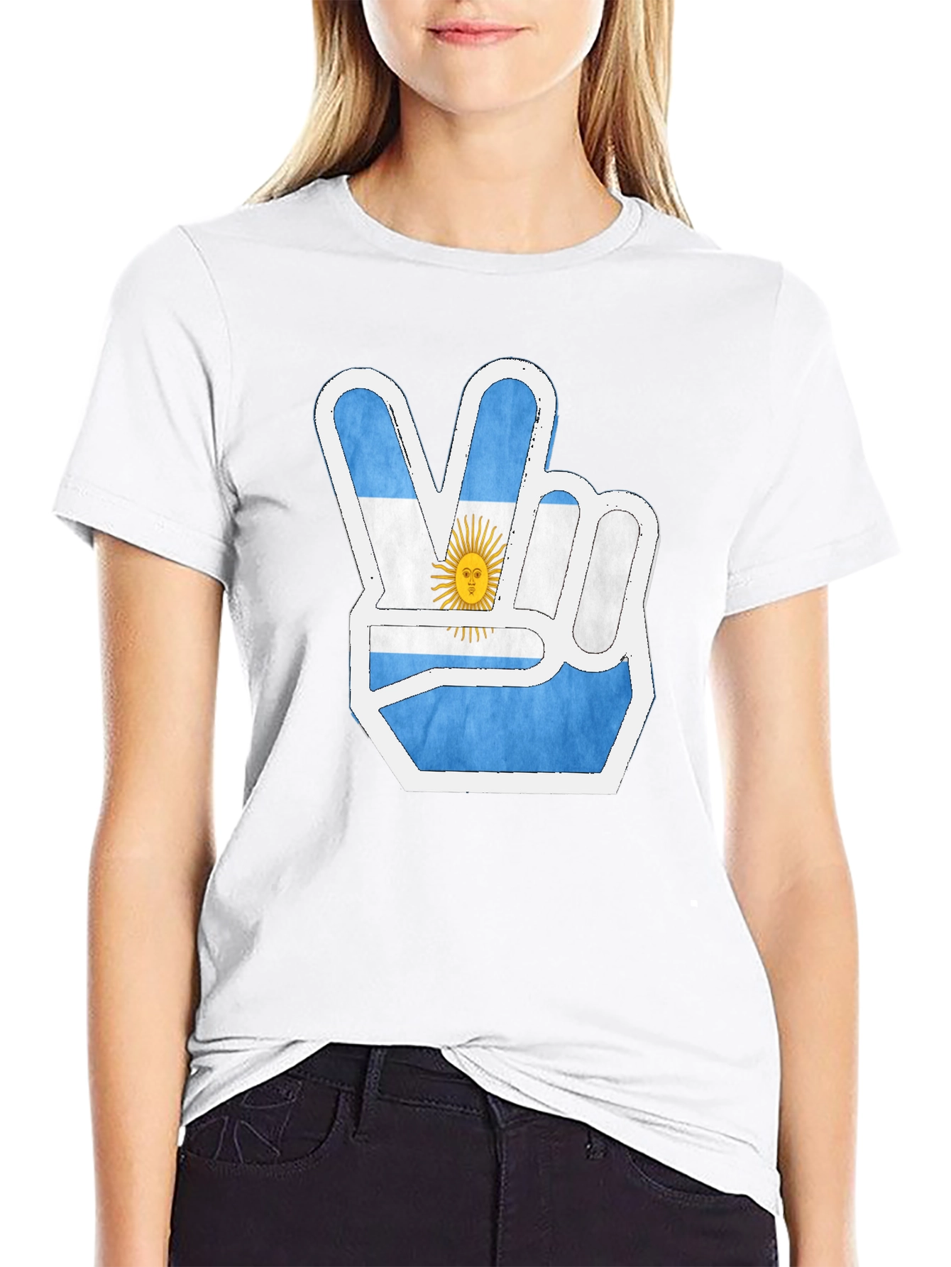 Argentina Flag Peace Sign Mens Black T-Shirt