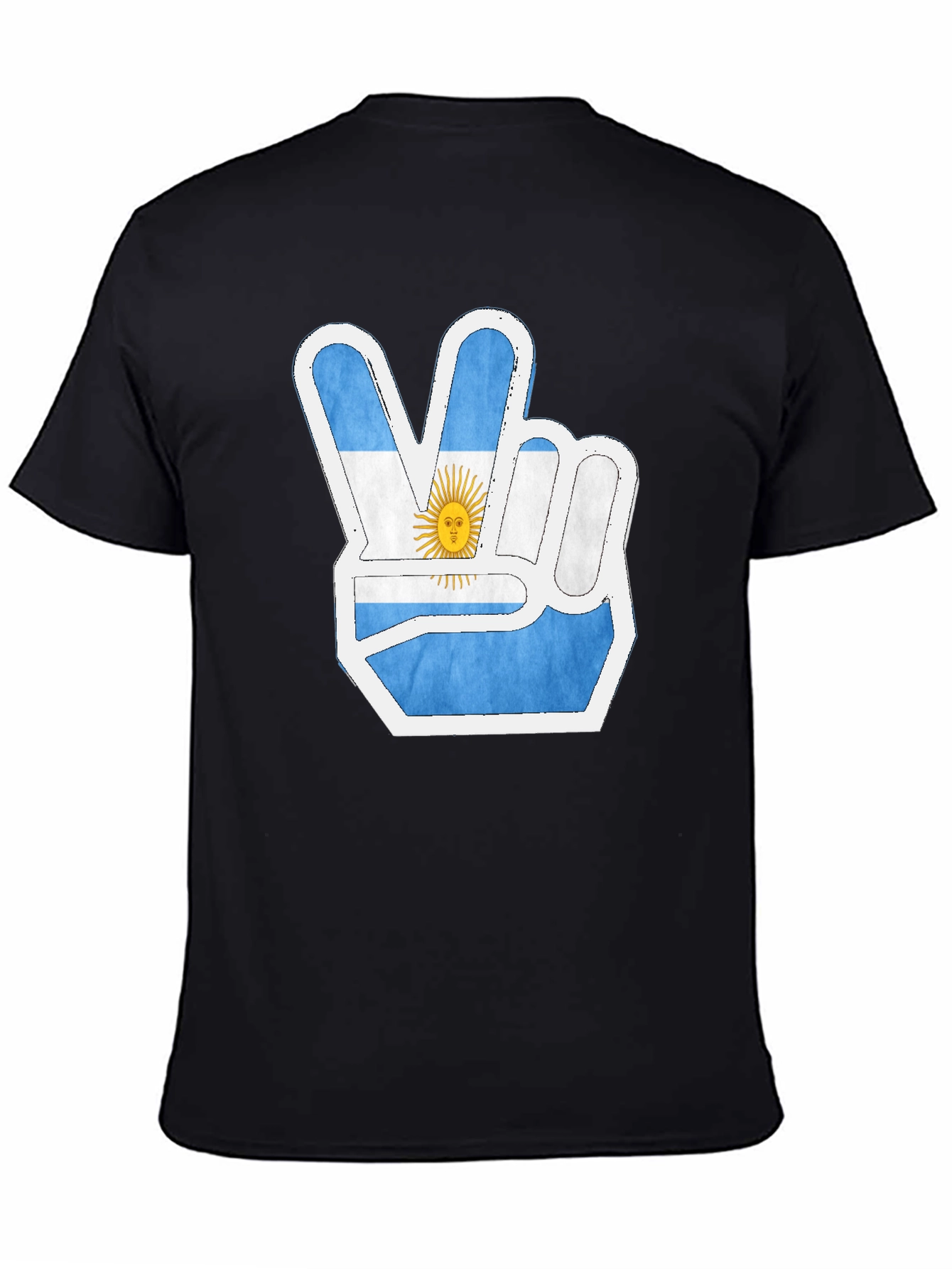 Argentina Flag Peace Sign Mens Black T-Shirt