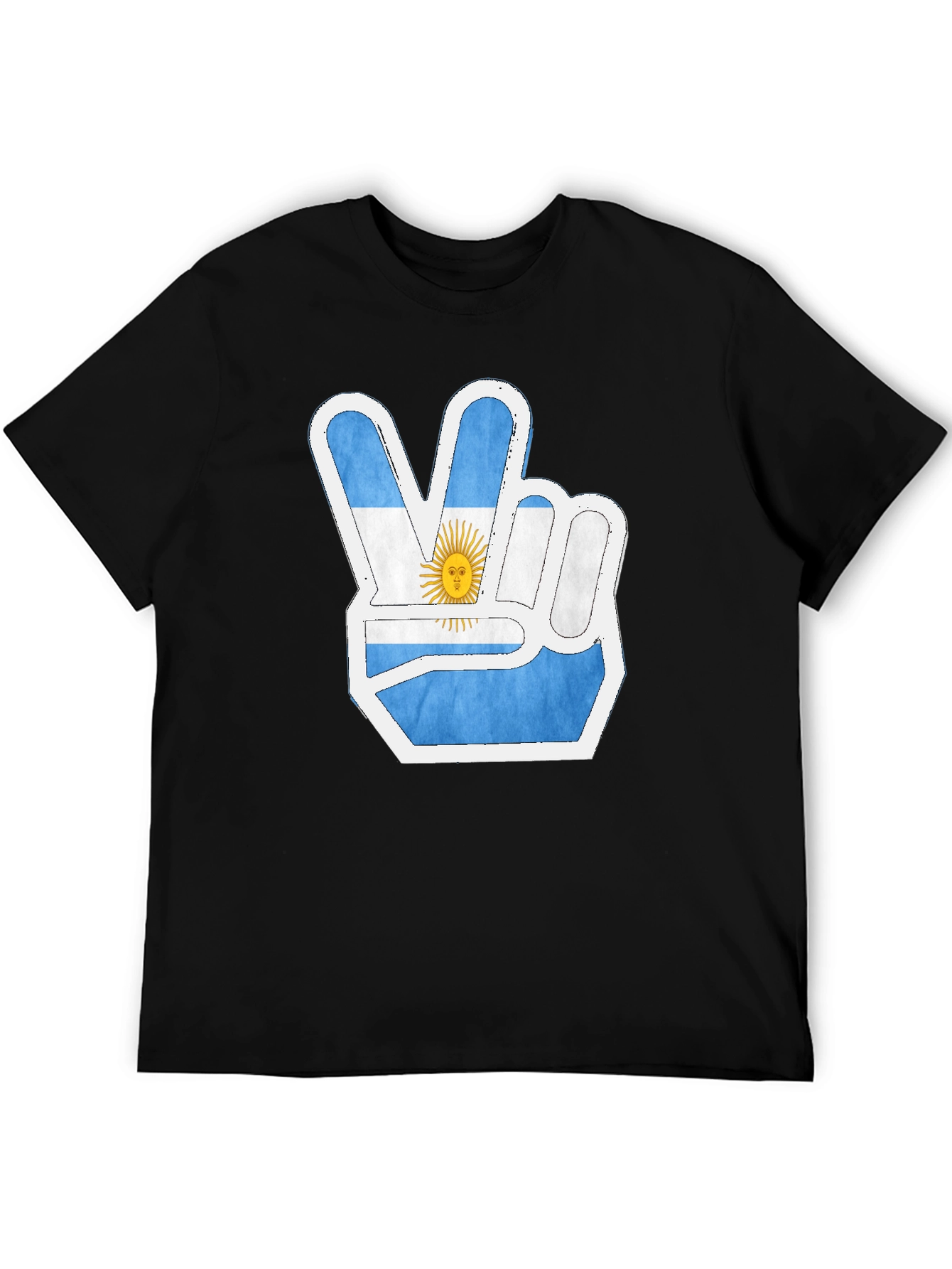 Argentina Flag Peace Sign Mens Black T-Shirt