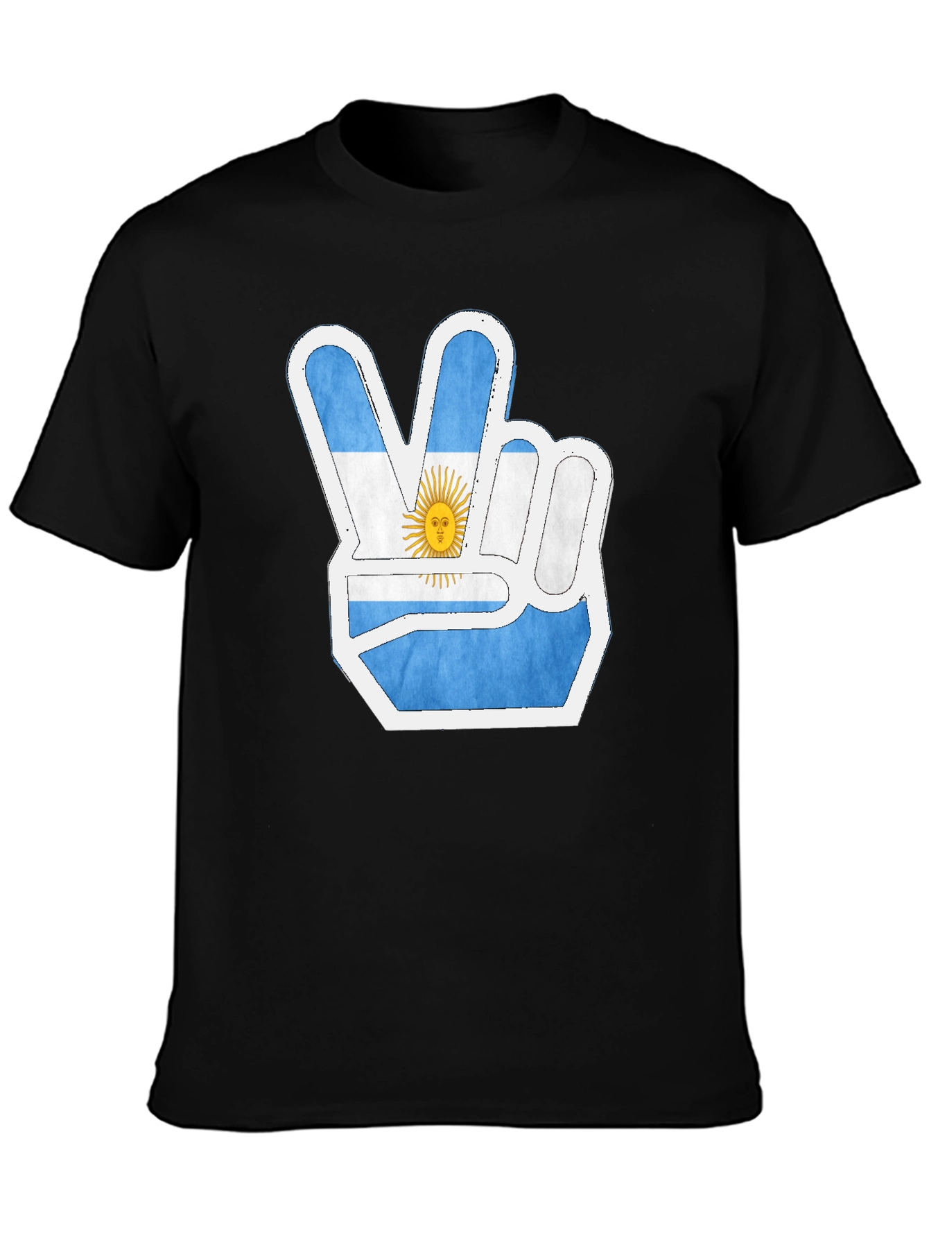 Argentina Flag Peace Sign Mens Black T-Shirt