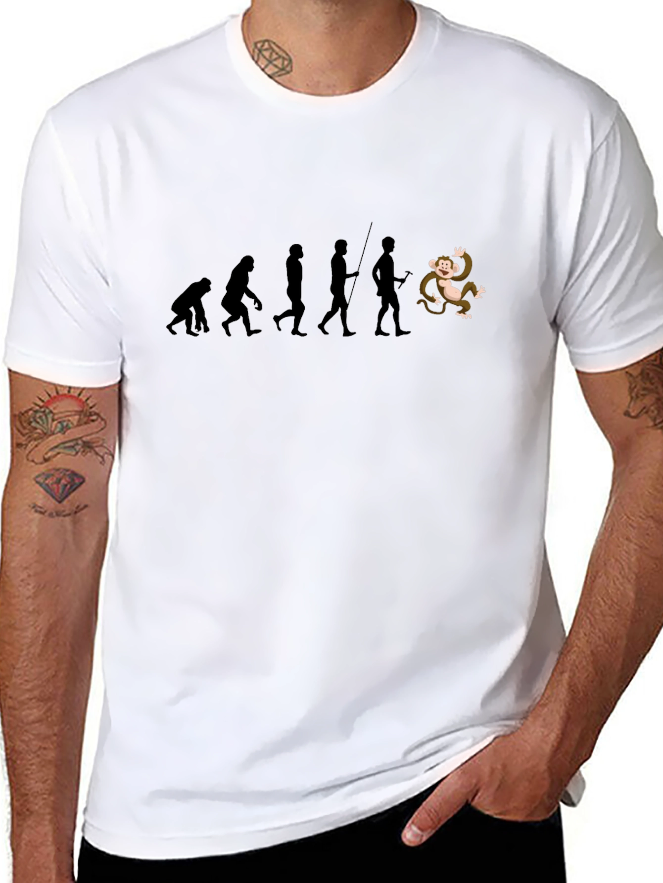 Evolution & Monkey Graphic T-Shirt