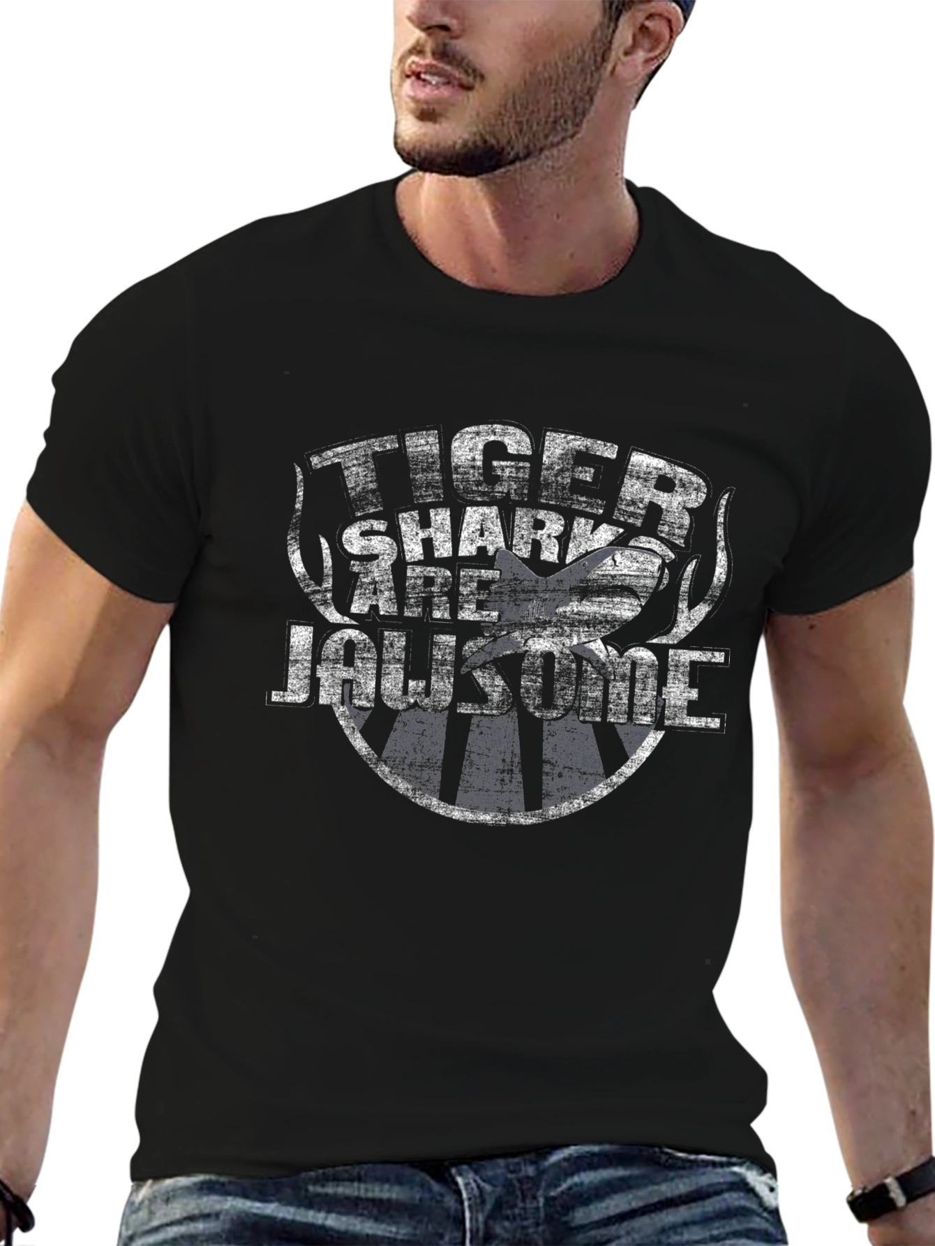 Tiger Shark Are Jawsome Black T-Shirt